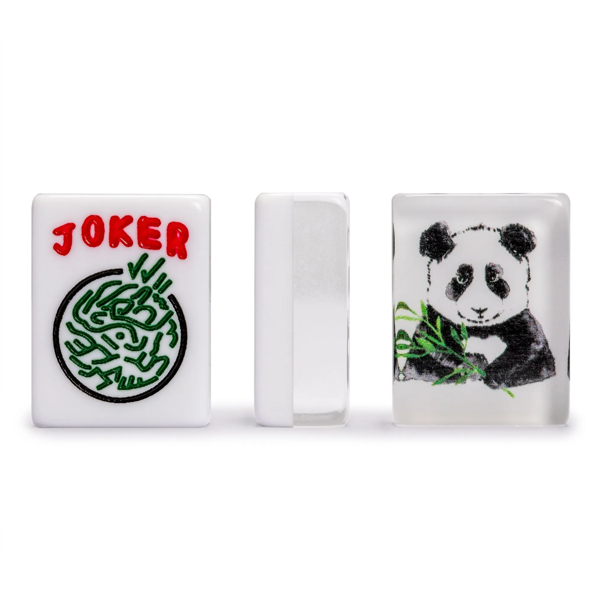 American Mahjong Game Set, "Panda" - with Earthy Green Soft Case, Racks with Pushers, Scoring Coins, Dice, & Wind Indicator