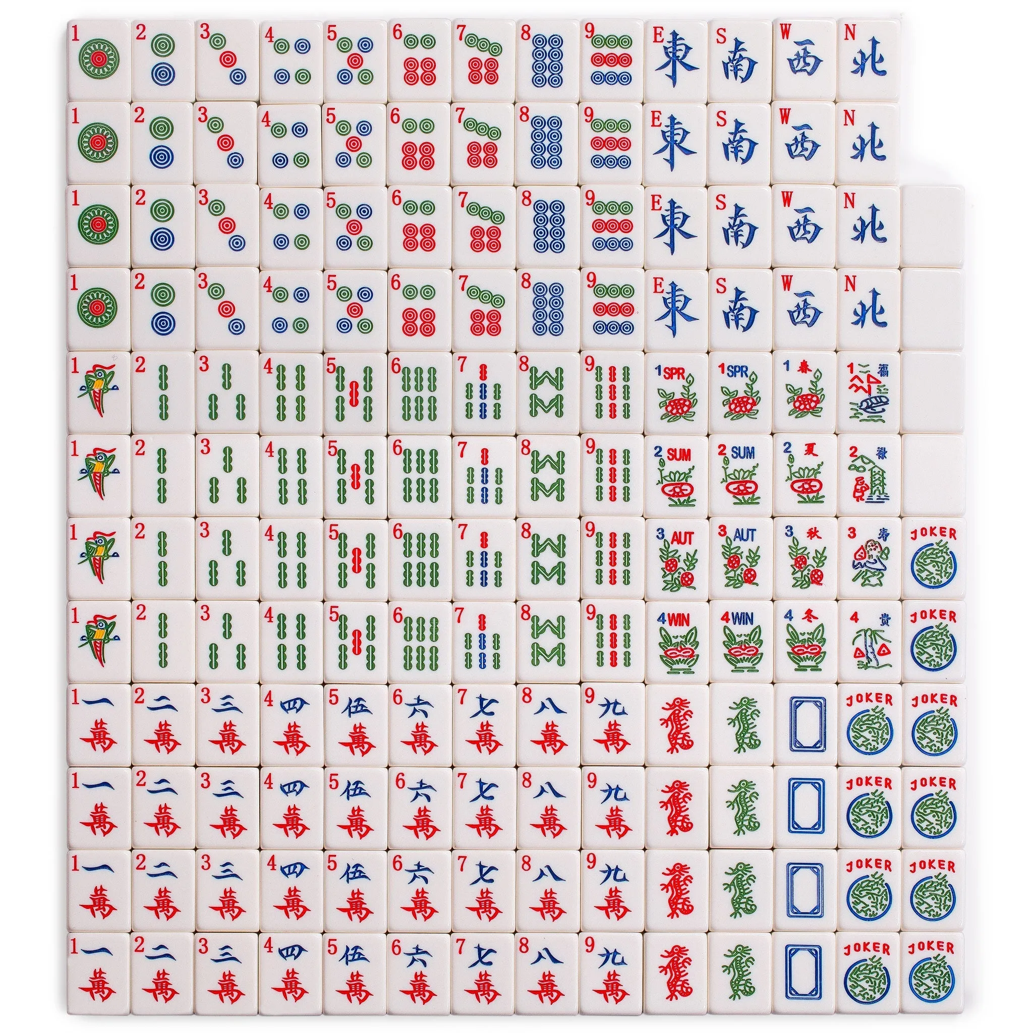 Deluxe American Mahjong Set with Blossoms Design - Soft Case, Racks with Pushers, Scoring Coins, Dice, and Wind Indicator