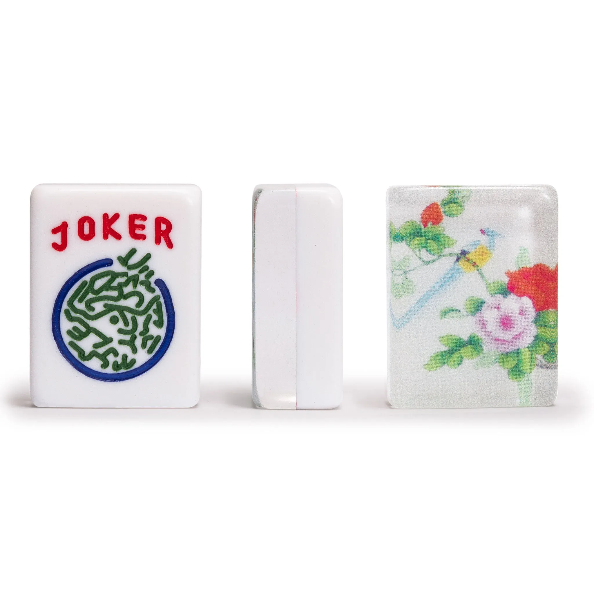 Deluxe American Mahjong Set with Blossoms Design - Soft Case, Racks with Pushers, Scoring Coins, Dice, and Wind Indicator