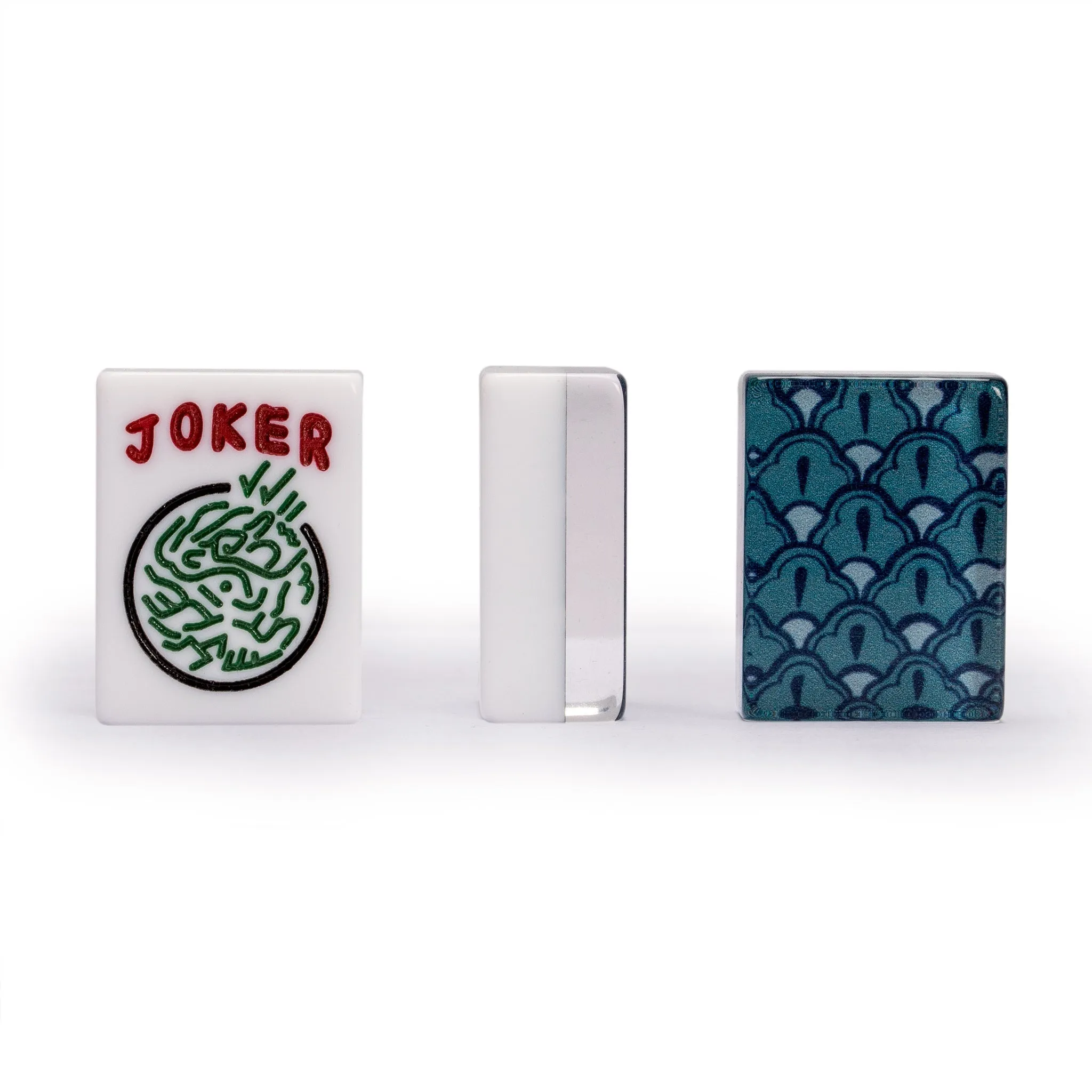 American Mahjong Set, "Oceana" with Heather Teal Soft Case - Racks with Pushers, Scoring Coins, Dice, and Wind Indicator