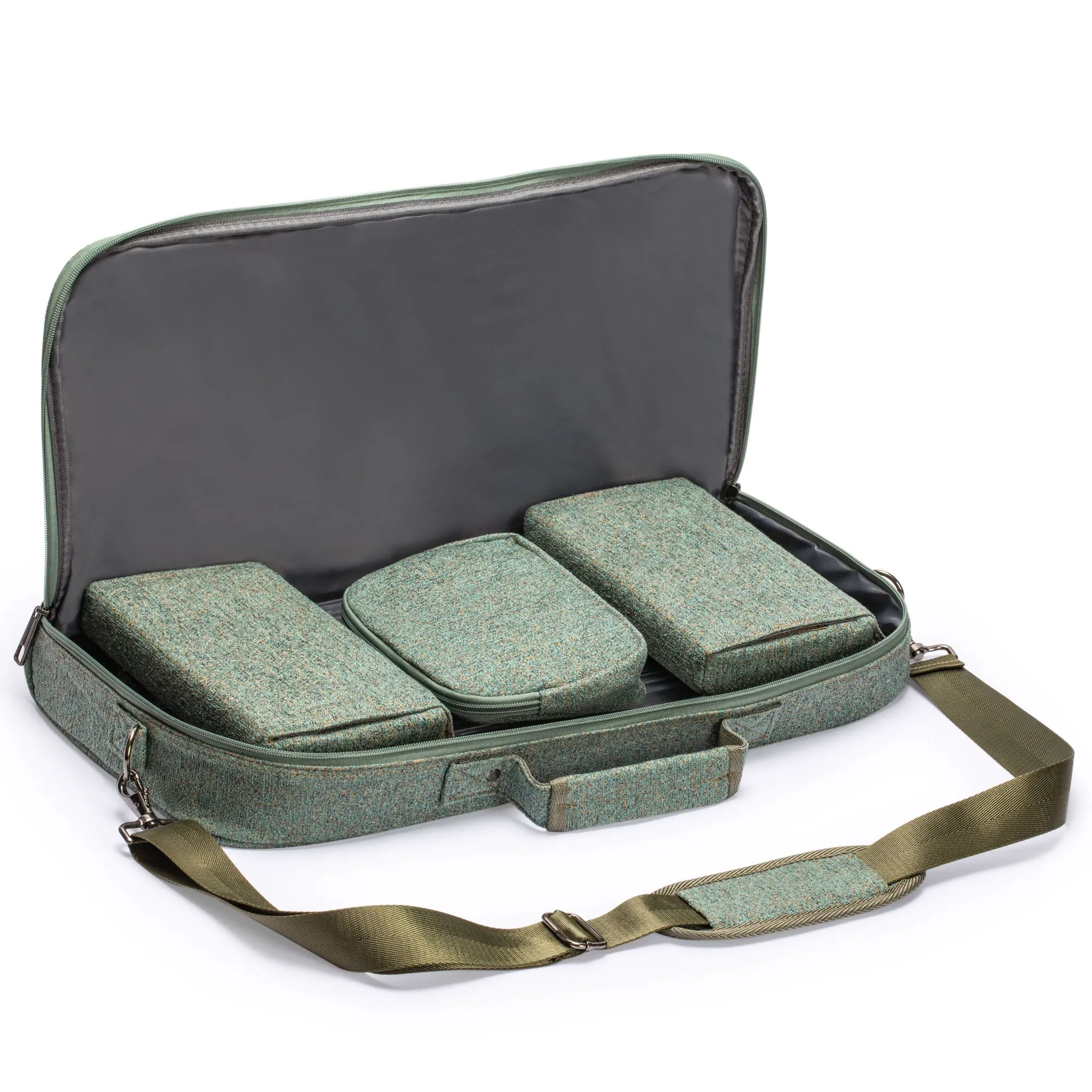 American Mahjong Set, "Oceana" with Heather Teal Soft Case - Racks with Pushers, Scoring Coins, Dice, and Wind Indicator