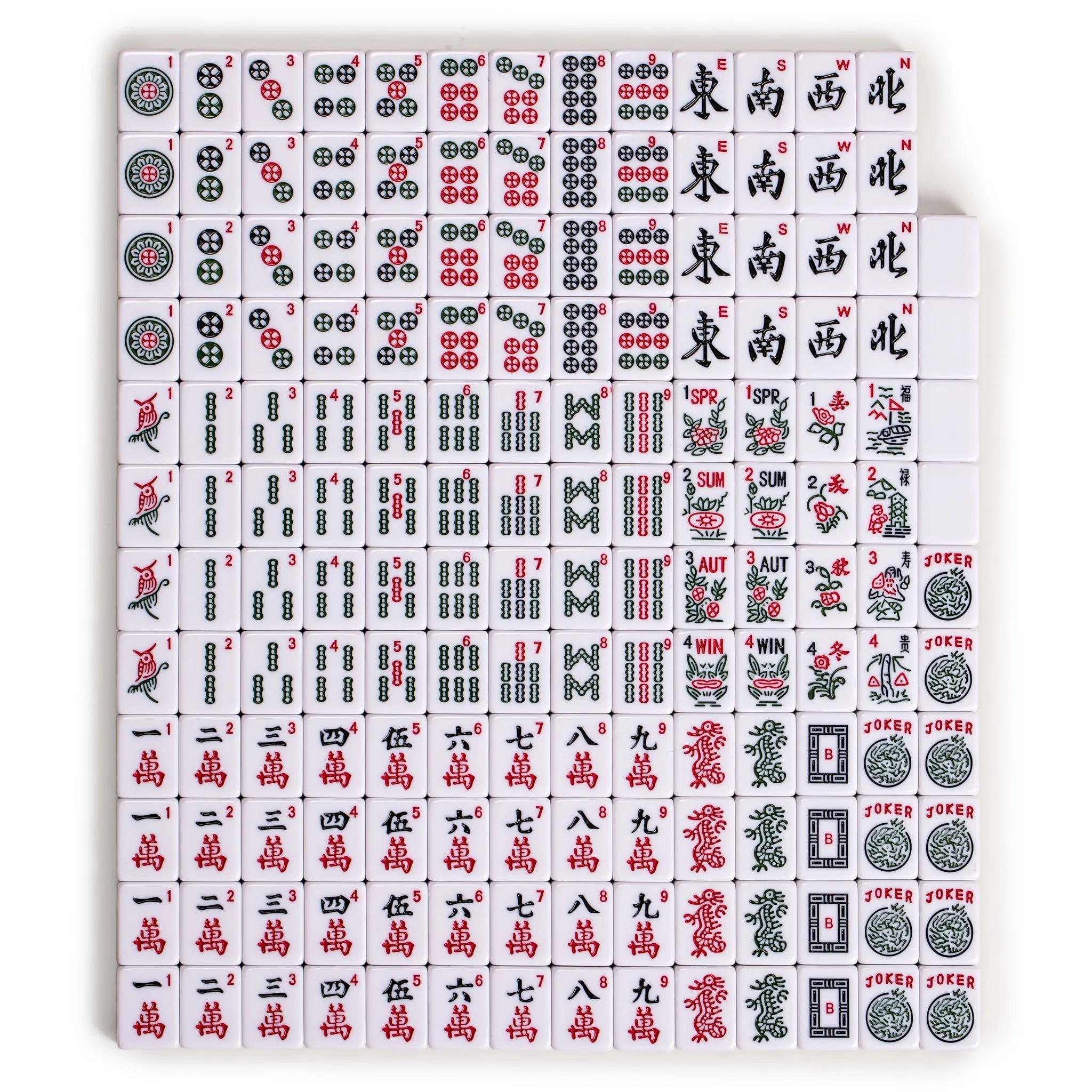 American Mahjong Set, "Pattaya" with Brandy Red Soft Case - Racks with Pushers, Scoring Coins, Dice, and Wind Indicator