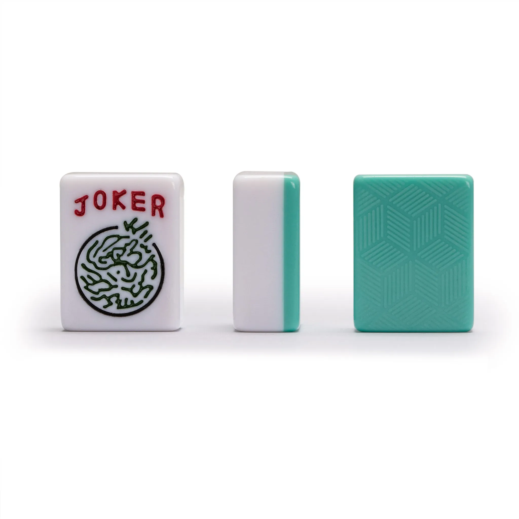 American Mahjong Set, "Pepper" with Pepper Green Soft Case - Racks with Pushers, Scoring Coins, Dice, and Wind Indicator