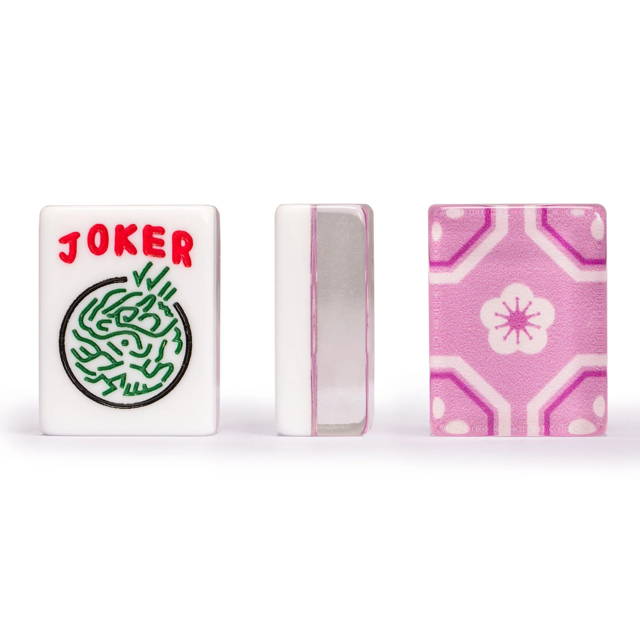 American Mahjong Set, "Sakura" with Purple Soft Case - Racks with Pushers, Scoring Coins, Dice, and Wind Indicator