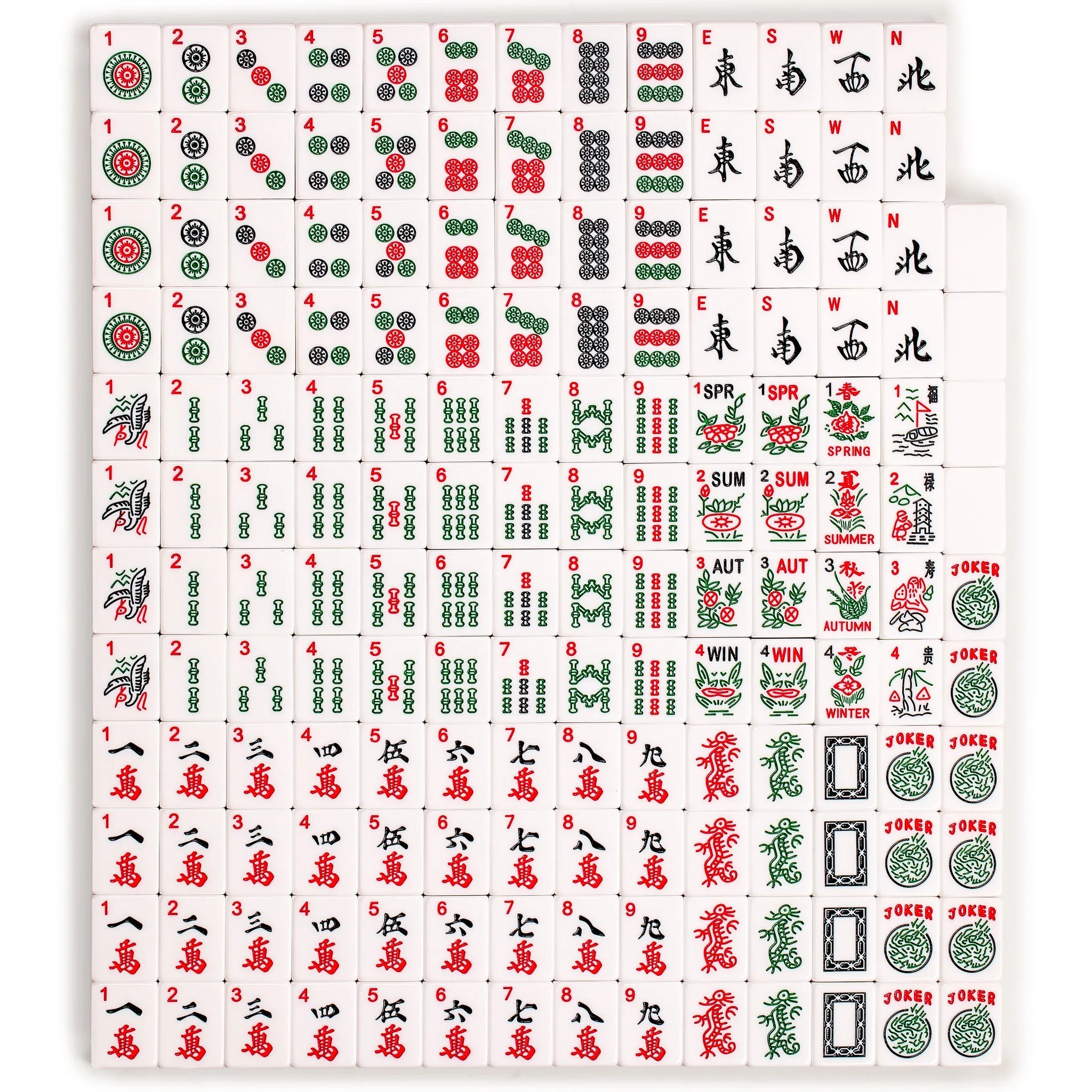 American Mahjong Set, "Sakura" with Purple Soft Case - Racks with Pushers, Scoring Coins, Dice, and Wind Indicator