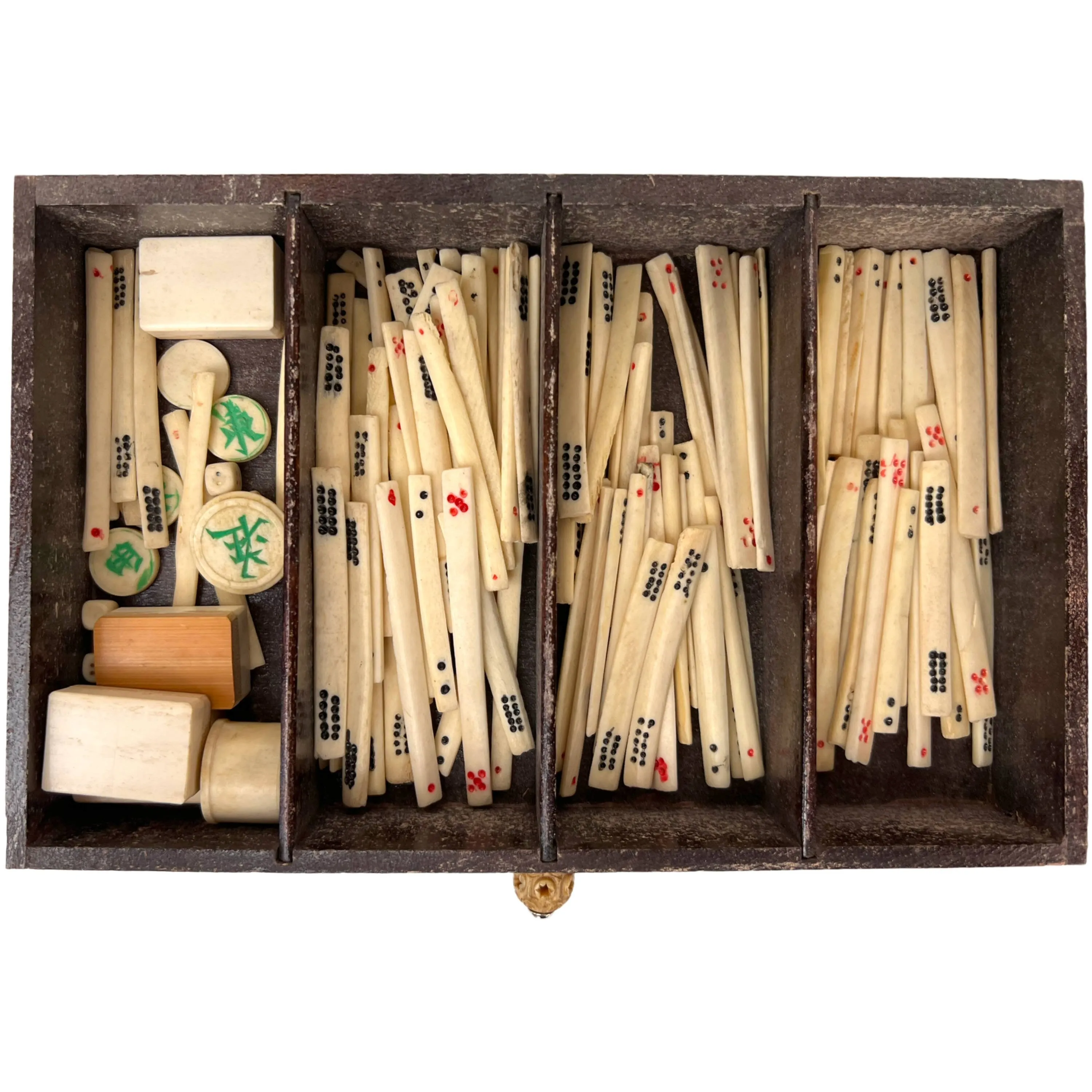 Antique Chinese Mahjong Game Set Dovetailed Bamboo 148 Tiles  