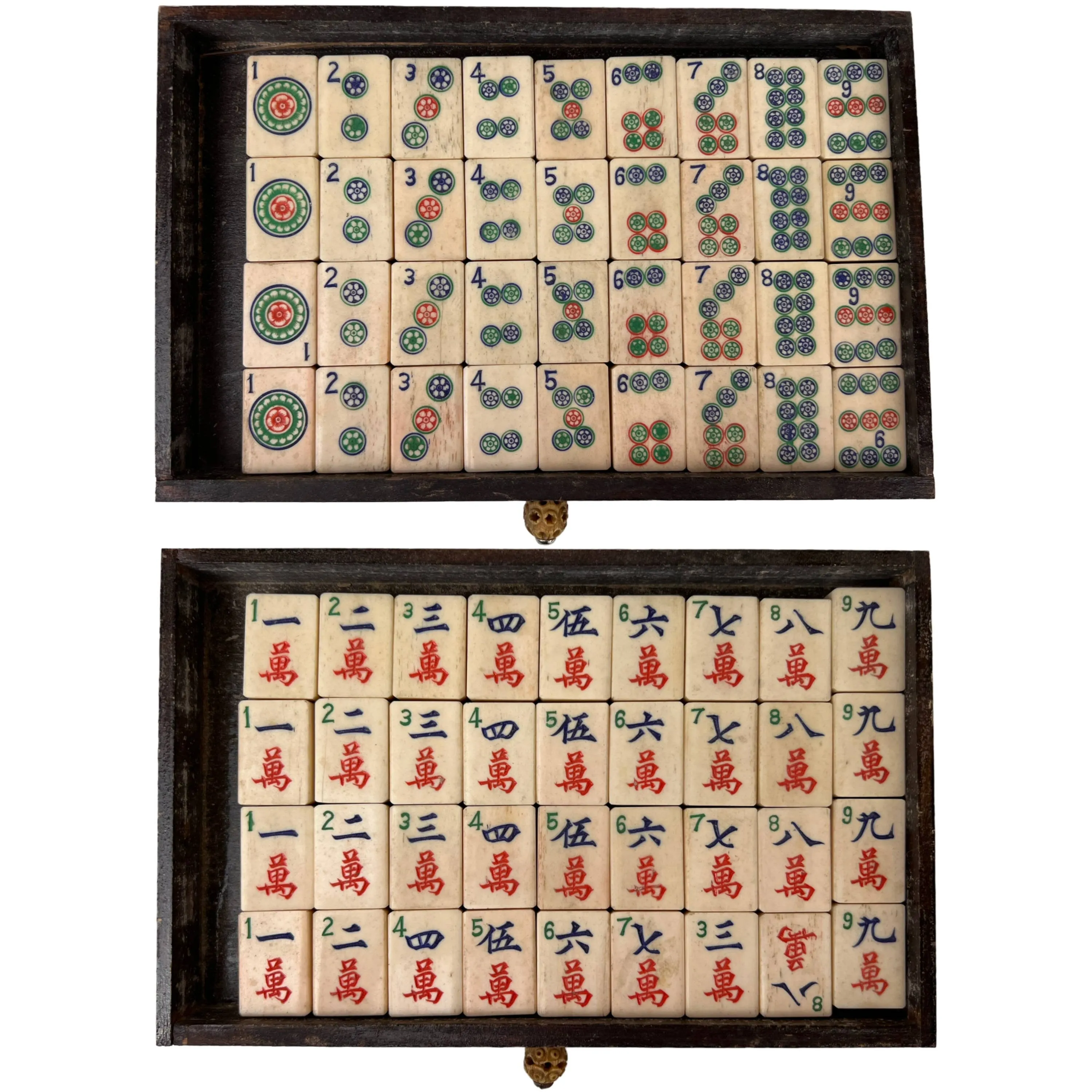 Antique Chinese Mahjong Game Set Dovetailed Bamboo 148 Tiles  