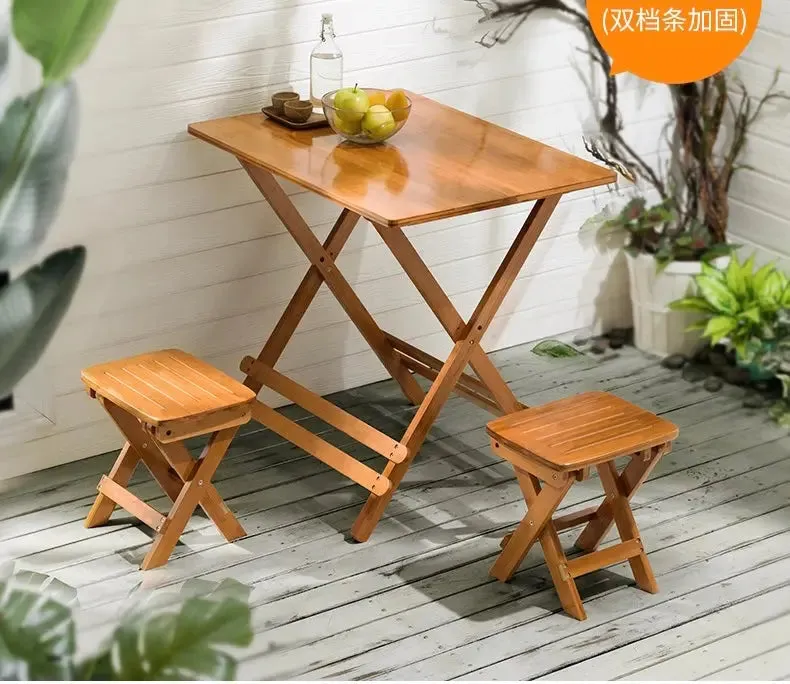 Bamboo Wooden Table Stool Foldable Dining Study Picnic Camping Handy Indoor Outdoor