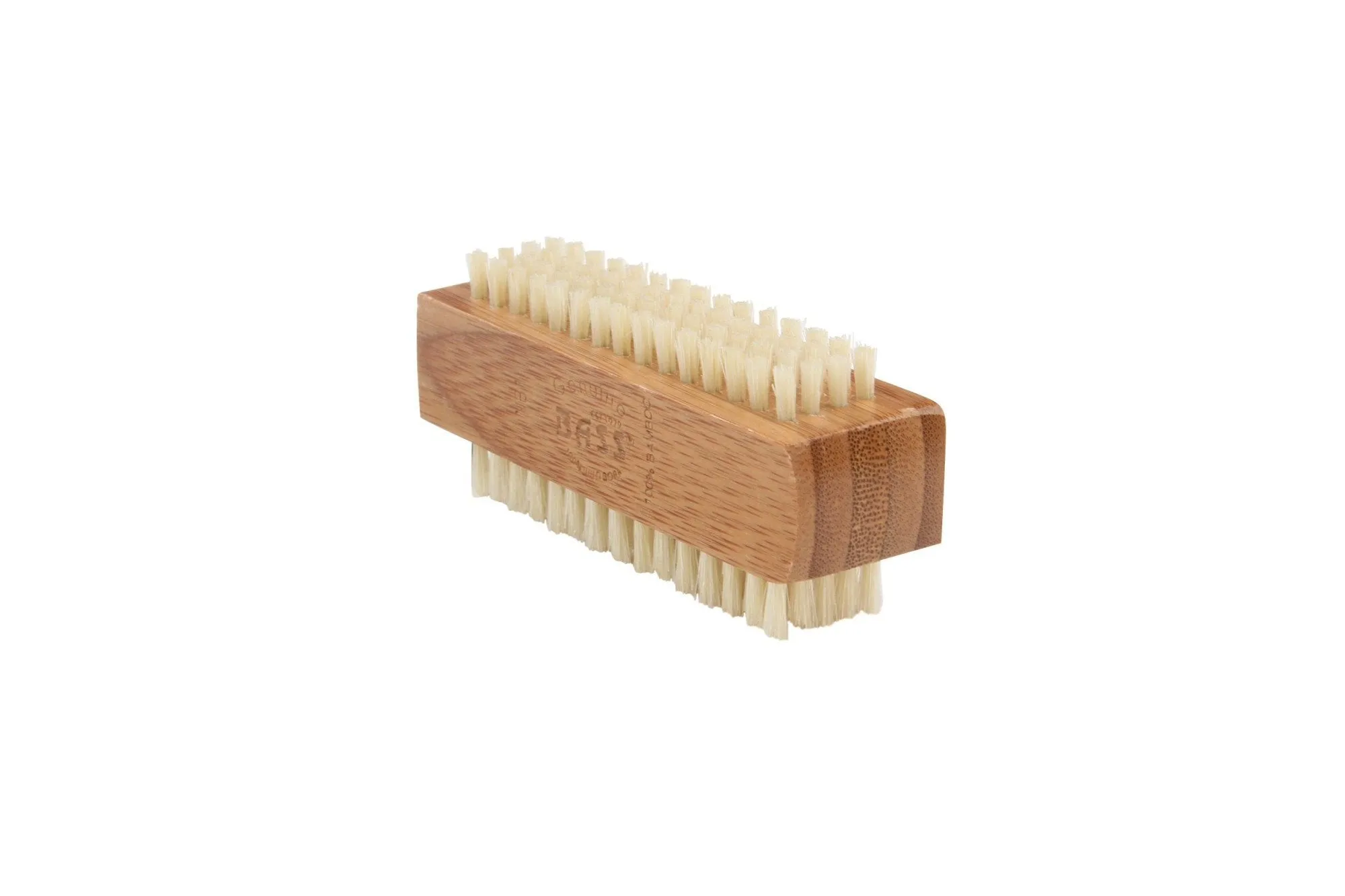 Bass Brushes Deluxe 100% Natural 2 Sided Nail Brush Extra Firm 100% Natural Boar Bristle Dark Bamboo Handle 1 Brush