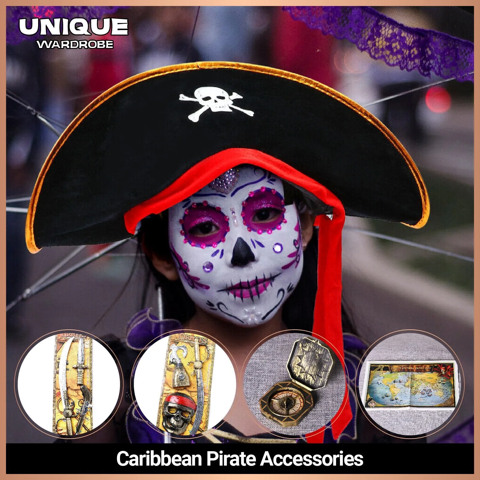 Caribbean Pirate Costume Accessories Set