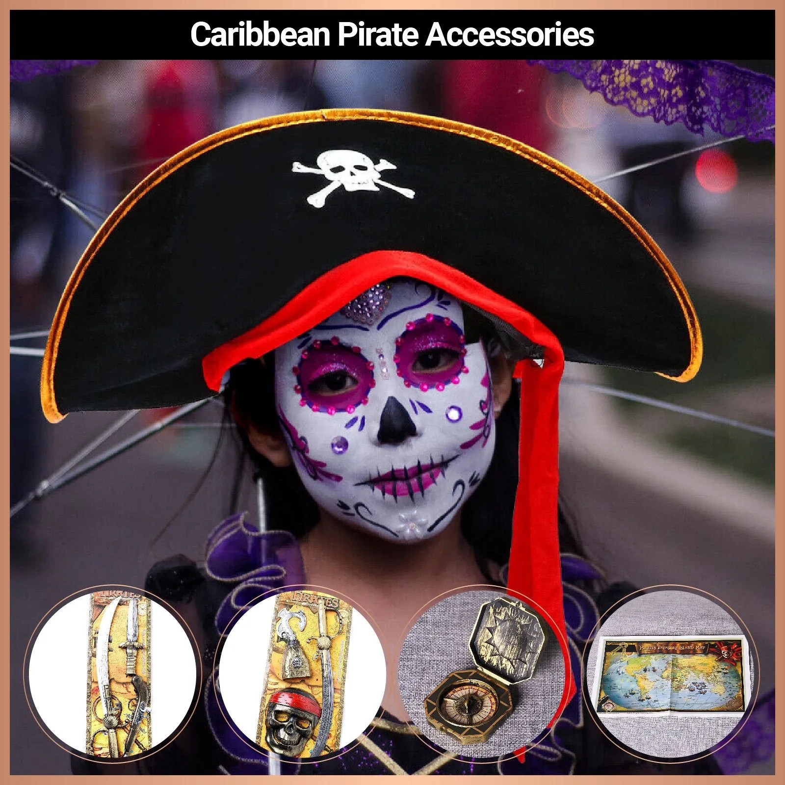 Caribbean Pirate Costume Accessories Set