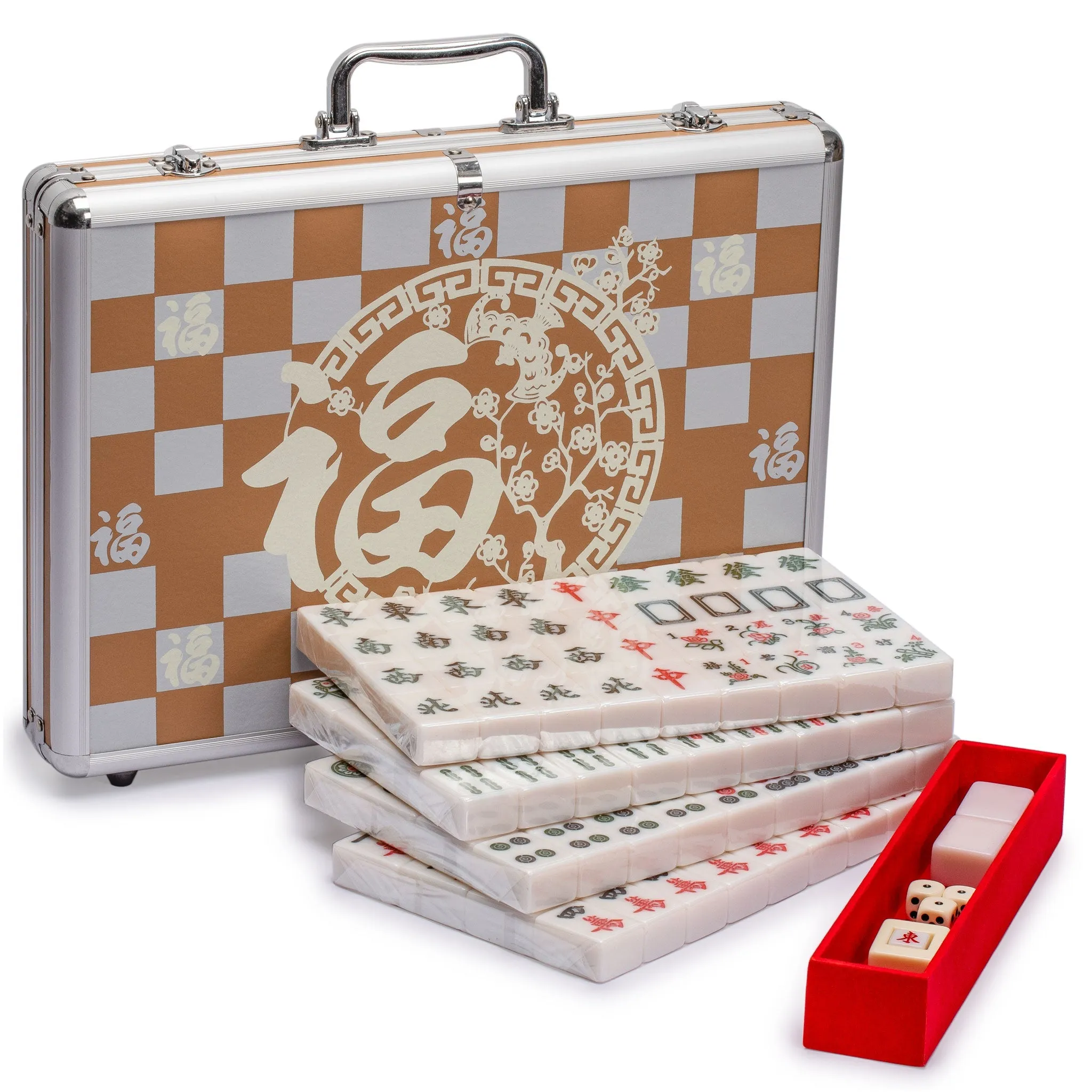 Champion-Size Chinese Mahjong Game Set - with 146 Large Tiles, and Aluminum Case