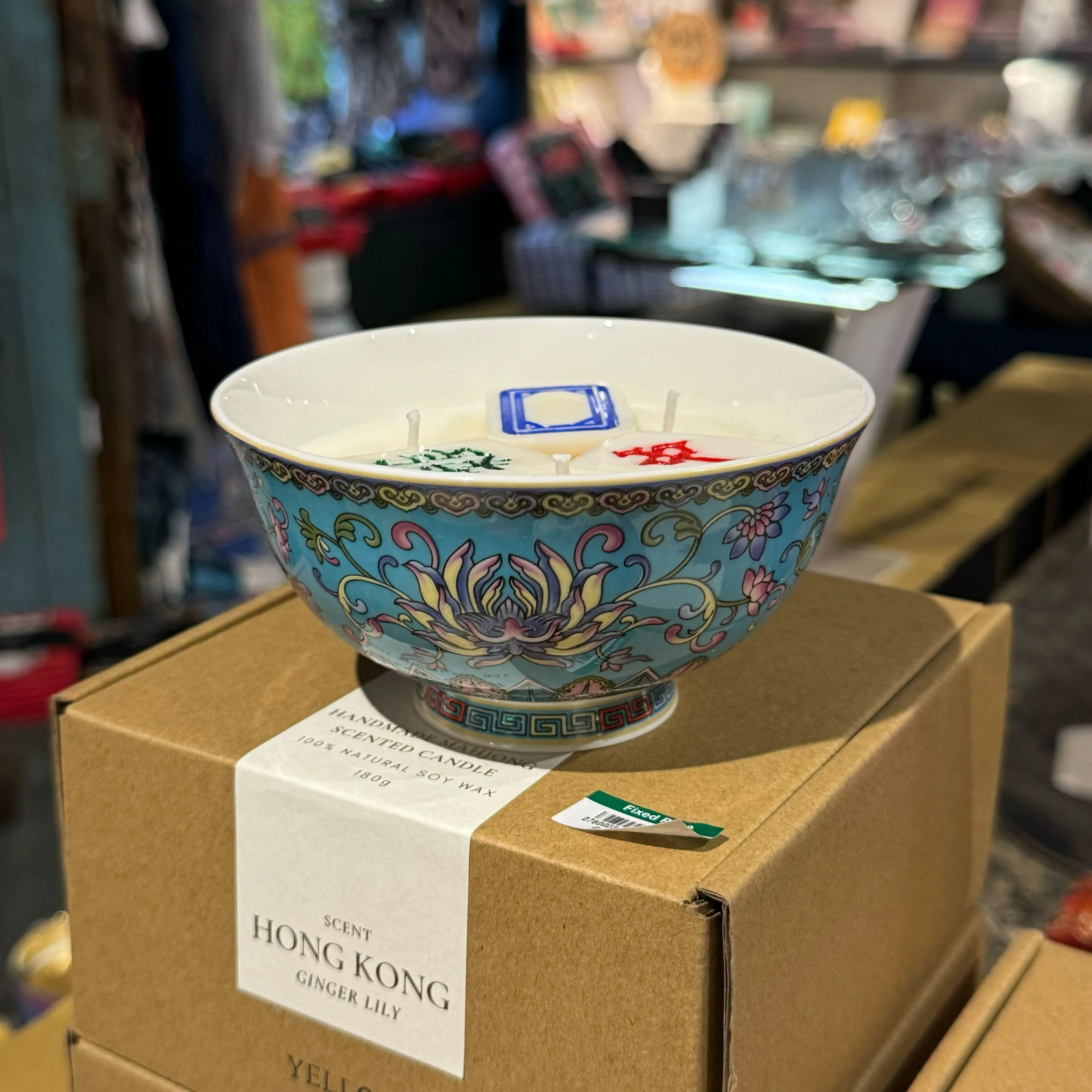 Chinese Bowl with Mahjong tiles candle