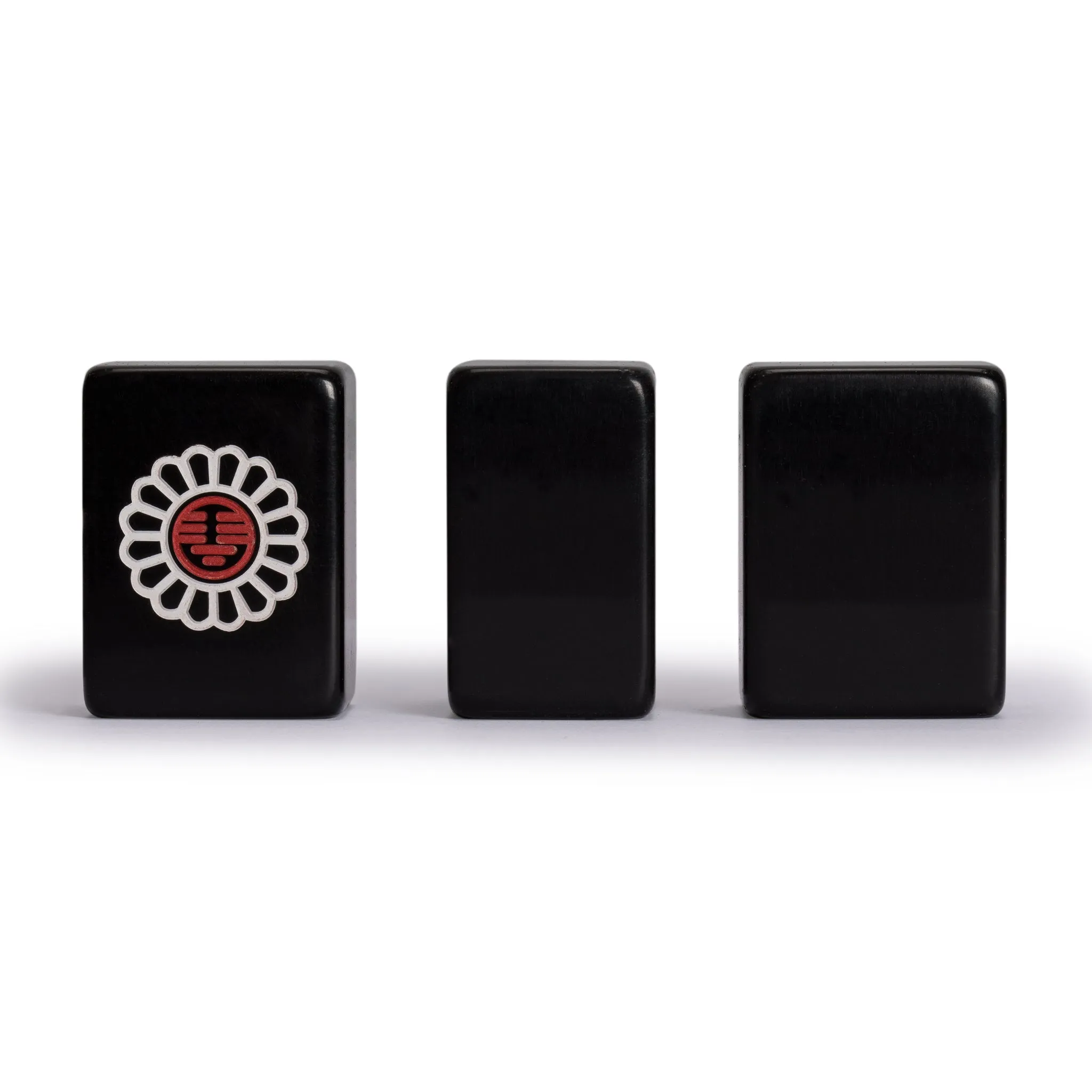 Chinese Mahjong Game Set, "Jet Set" with 148 Small-Size Black Tiles and Wooden Case