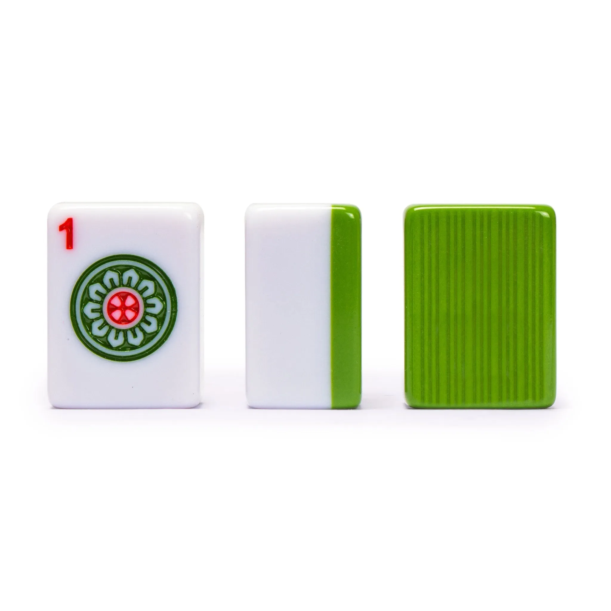 Chinese Mahjong Set, "Bamboo Oasis" with 146 Small Tiles, Red Vinyl Case, Wind Indicator and Dice - for Chinese Style Gameplay Only