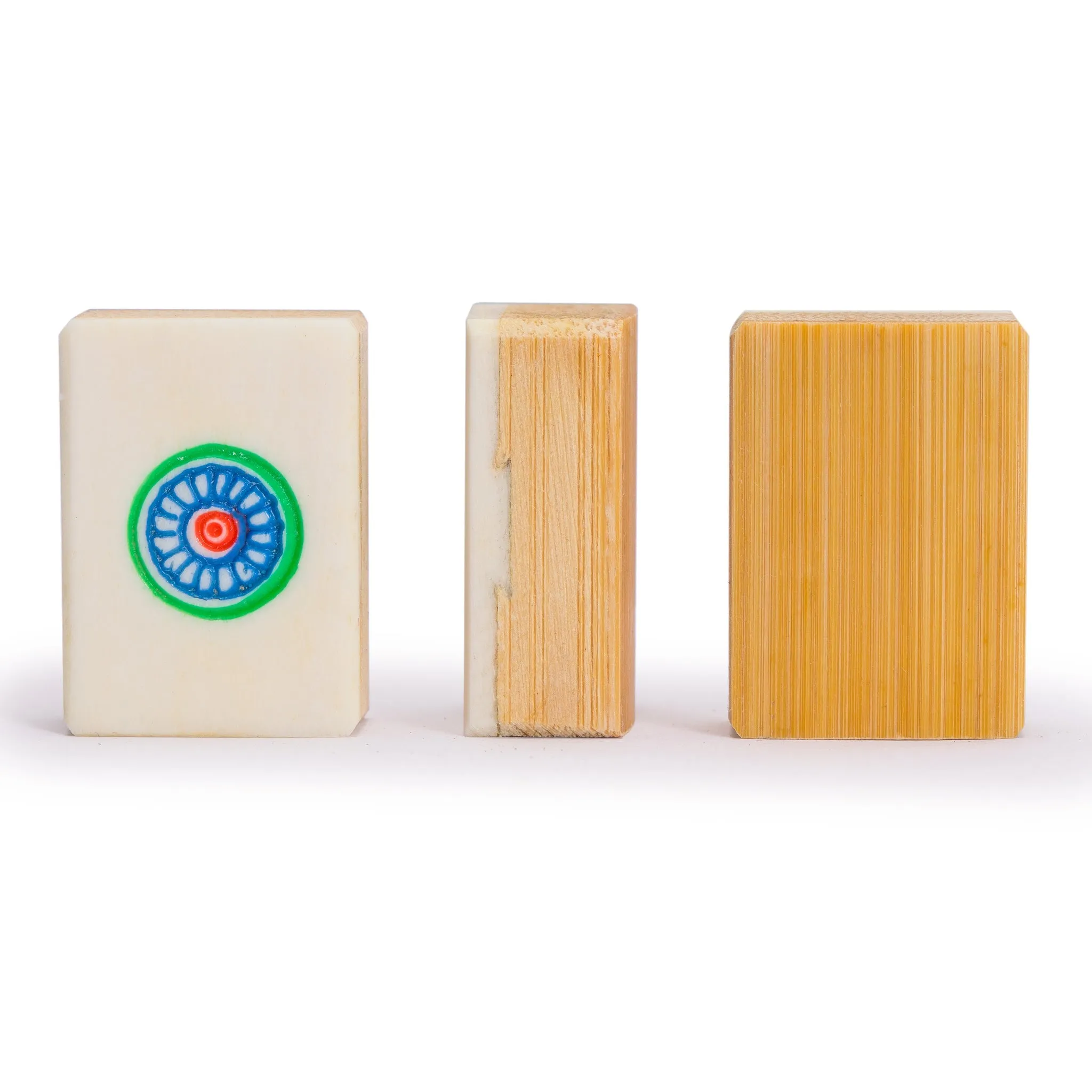 Chinese Mahjong Set, "Bone and Bamboo Tiles" in Rosewood Case - Set Of Betting Sticks, Dice, & Four Wind Tiles