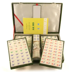 Chinese Mahjong Set with Bamboo & Bone Tiles - Large