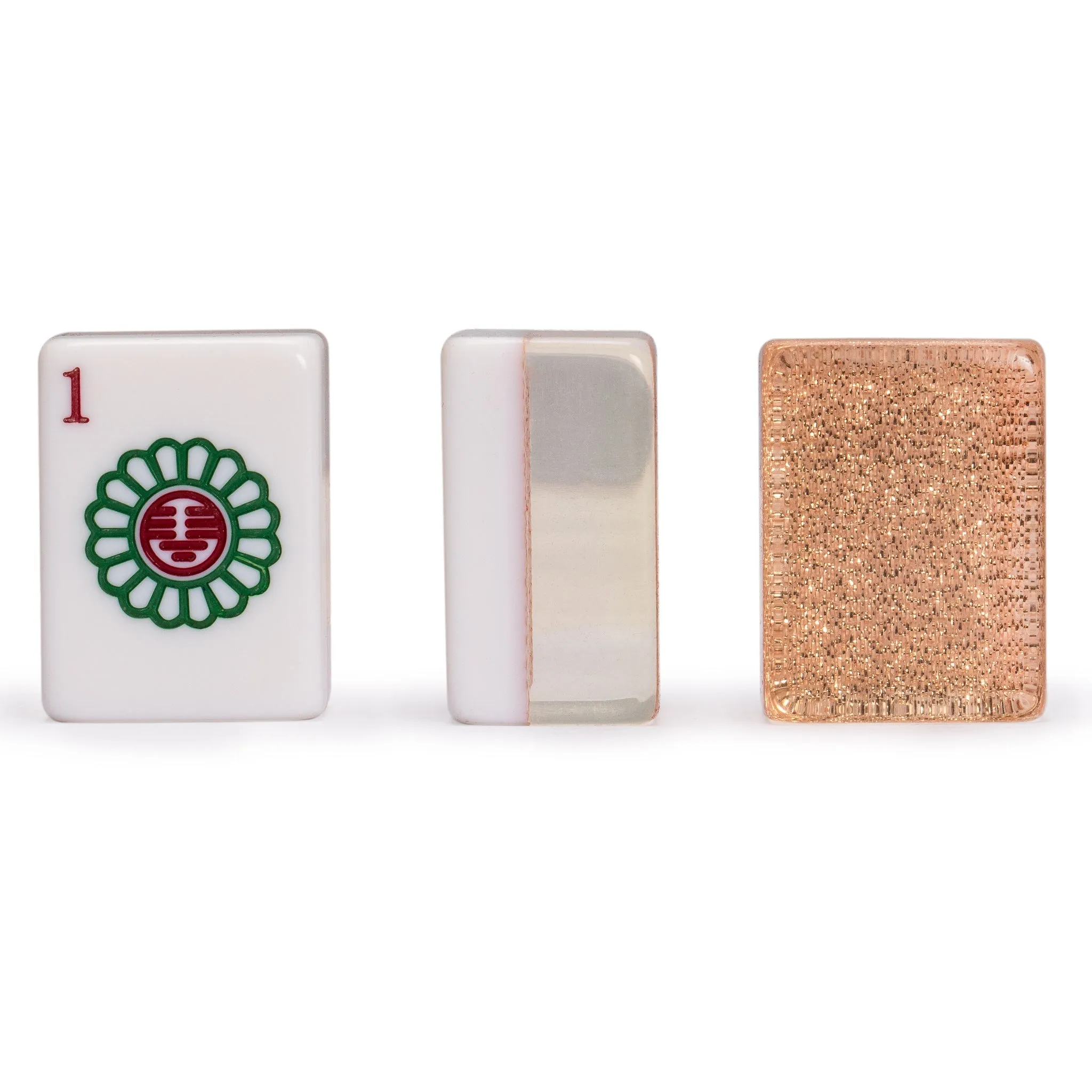 Classic Chinese Mahjong Game Set, "Champagne Gold" - with 148 Medium Size Tiles and a Wooden Case