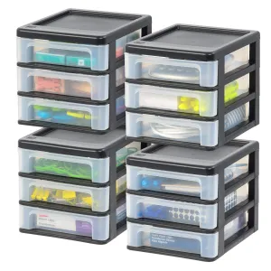 Compact Desktop Organizer Small - 3 Drawer 4 Pack