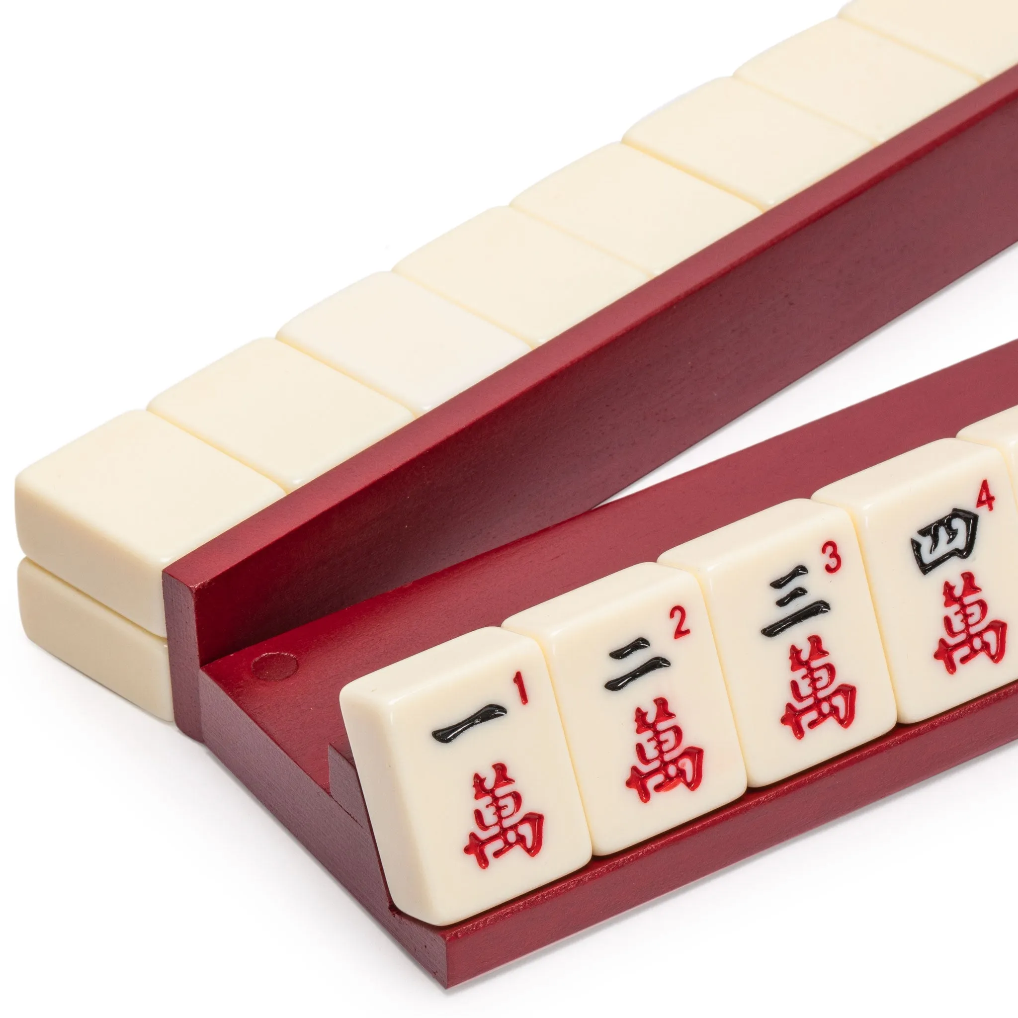 Dark Camphor Wooden Mahjong Game Racks with Pushers, 18" - Set of 4