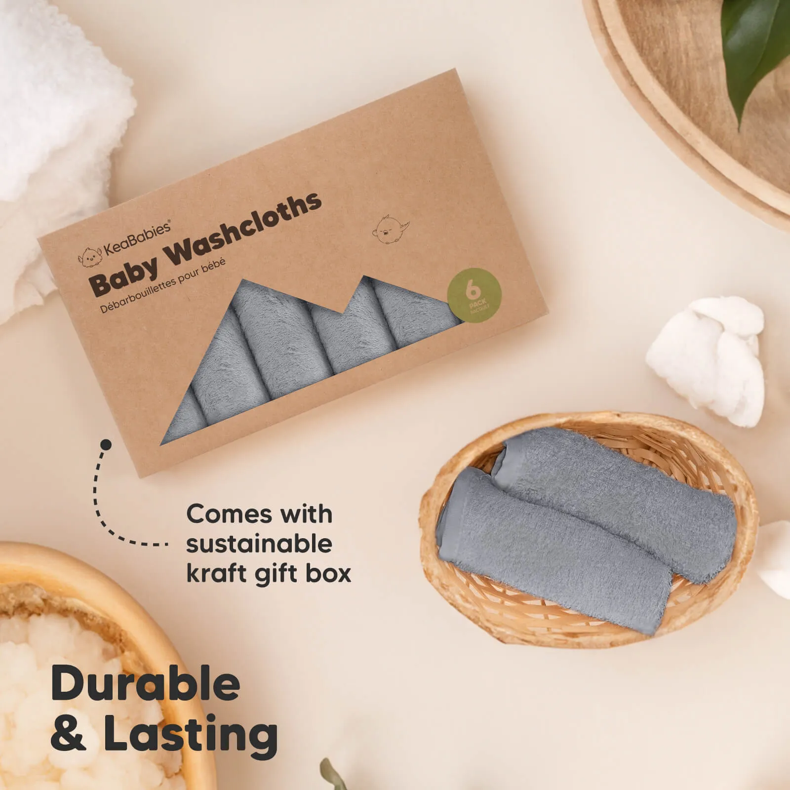 Deluxe Baby Washcloths (Cool Gray)