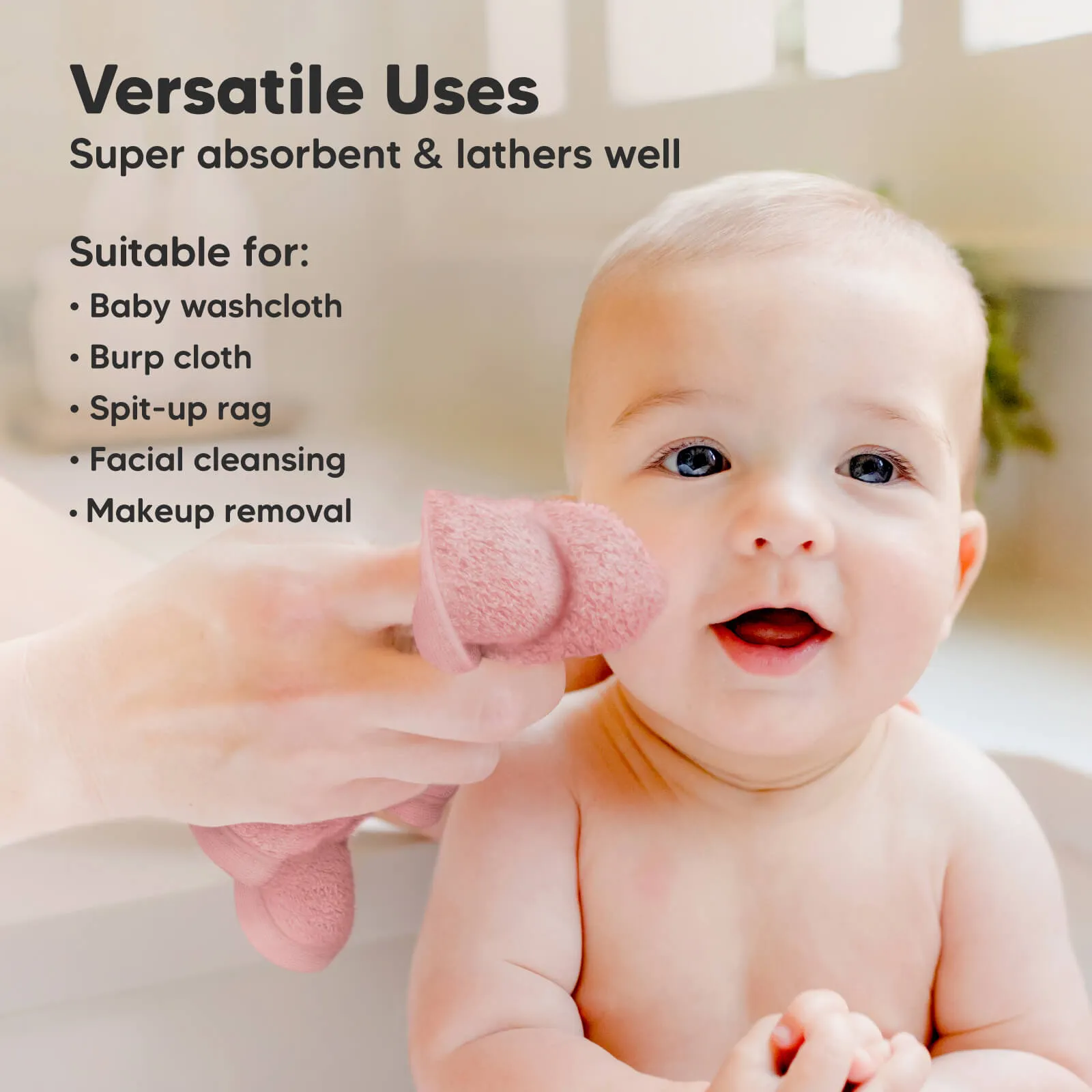 Deluxe Baby Washcloths (Rosy)