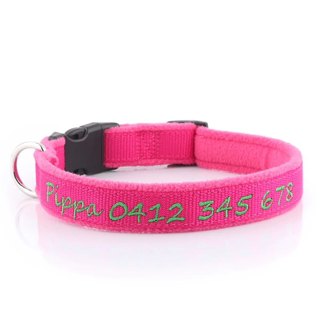 Deluxe Bamboo & Padded Fleece - Personalised Dog Collar