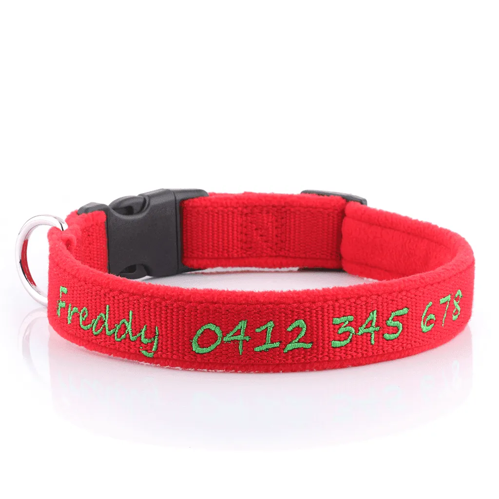 Deluxe Bamboo & Padded Fleece - Personalised Dog Collar