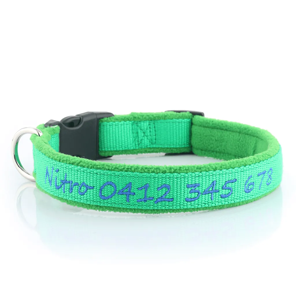 Deluxe Bamboo & Padded Fleece - Personalised Dog Collar