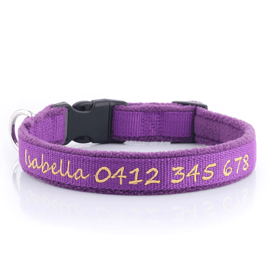 Deluxe Bamboo & Padded Fleece - Personalised Dog Collar