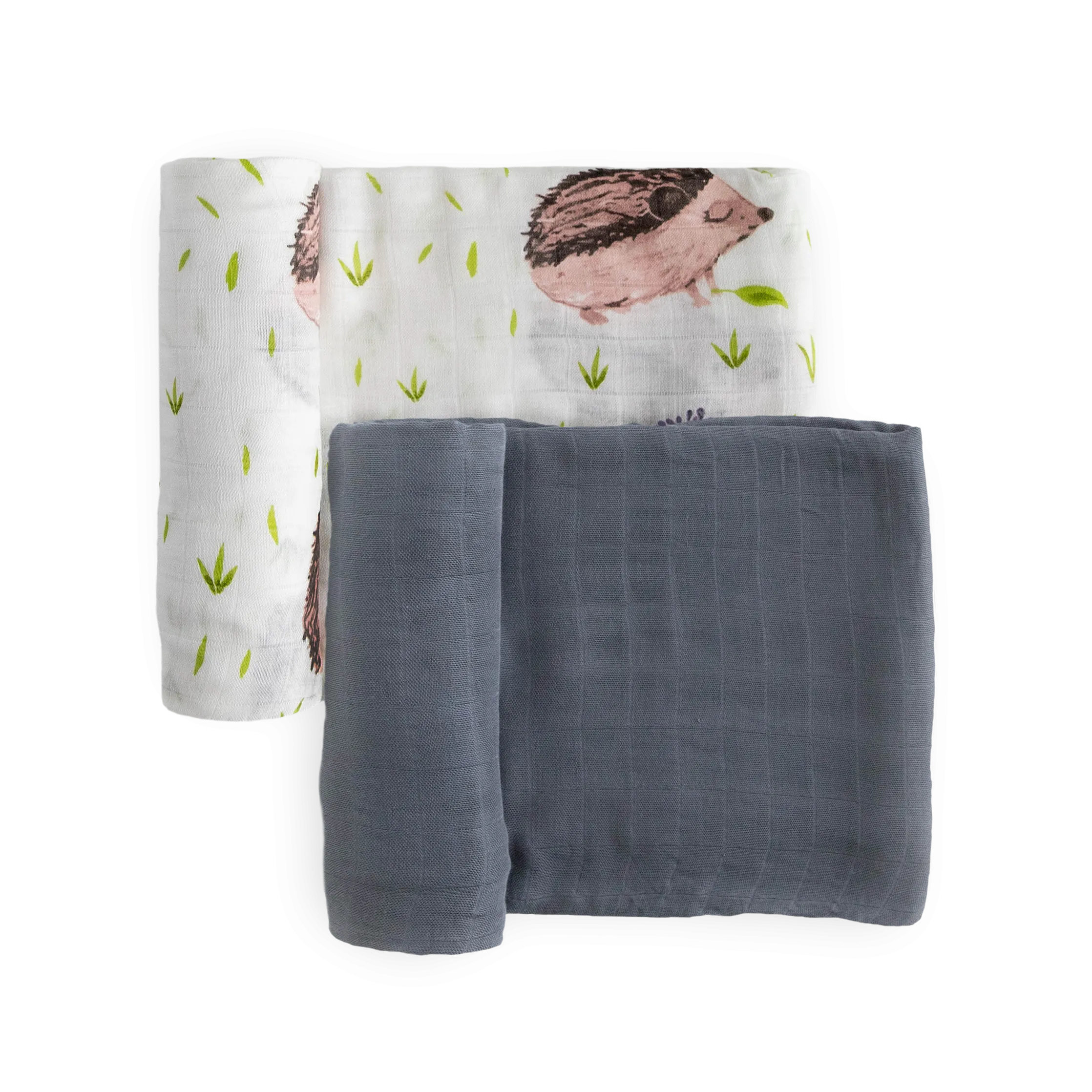 Deluxe Muslin Swaddle Blanket 2 Pack - Charcoal Hedgehog