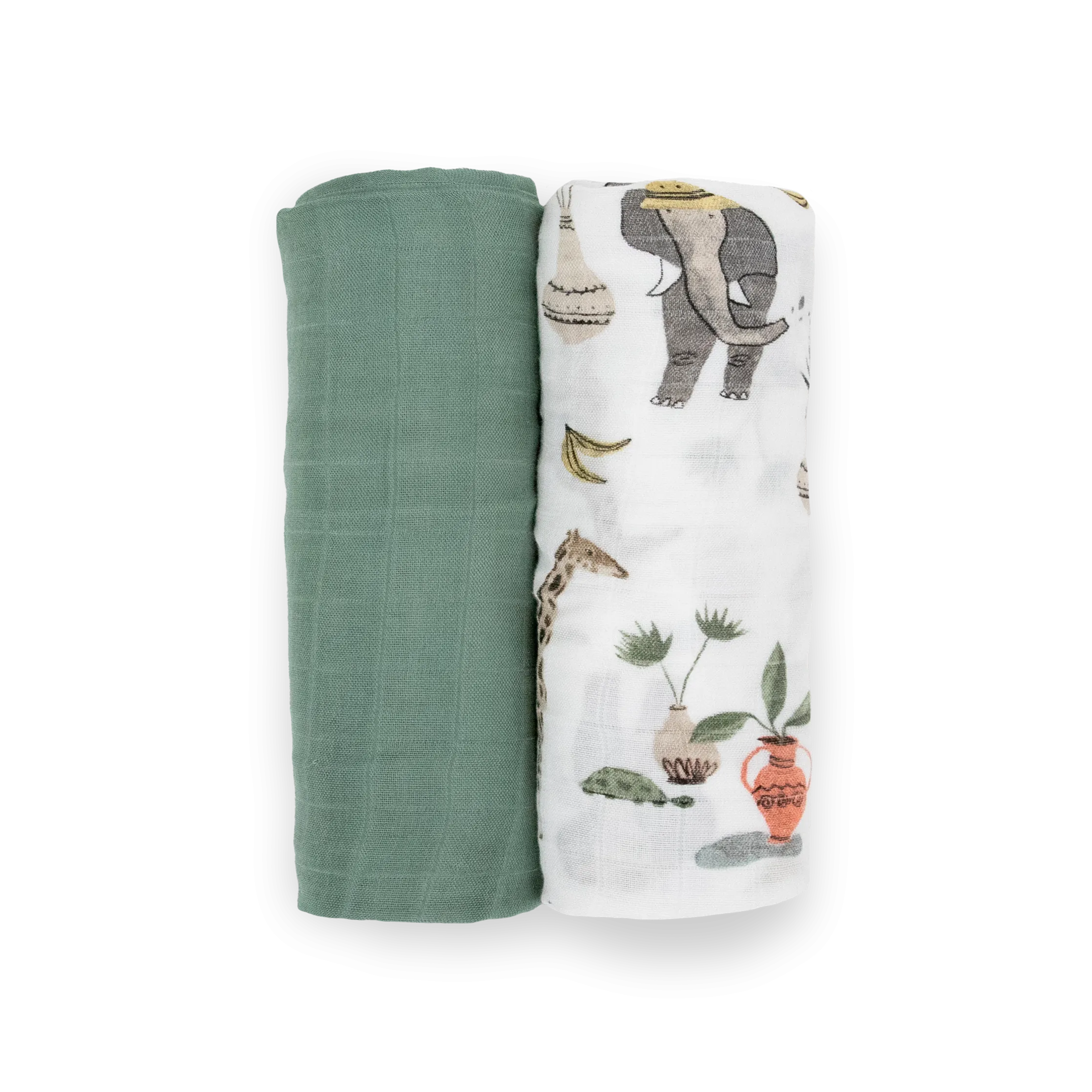 Deluxe Muslin Swaddle Blanket 2 Pack - Safari Social 2