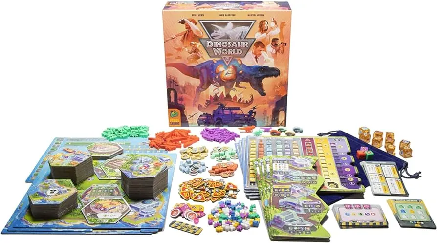 Dinosaur World Board Game Draft, Build, and Explore Your Dino Park for Victory! Strategy Game for Kids and Adults, Ages 8 , 1-4 Players, 60-120 Minute Playtime, Made by Pandasaurus Games