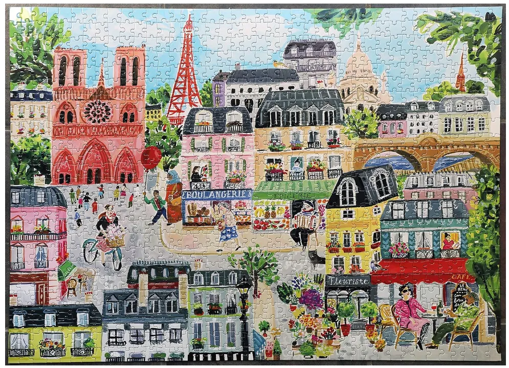 eeBoo Piece and Love Paris in a Day 1000 piece rectangular adult Jigsaw Puzzle