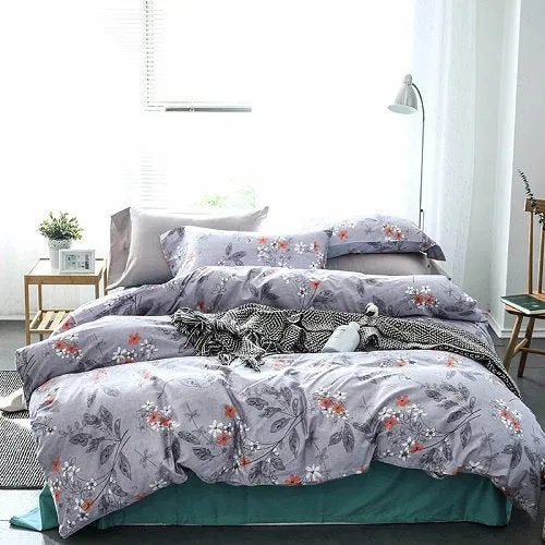 Egyptian Cotton Floral Bedding Sets Pastoral Print Duvet Cover Set