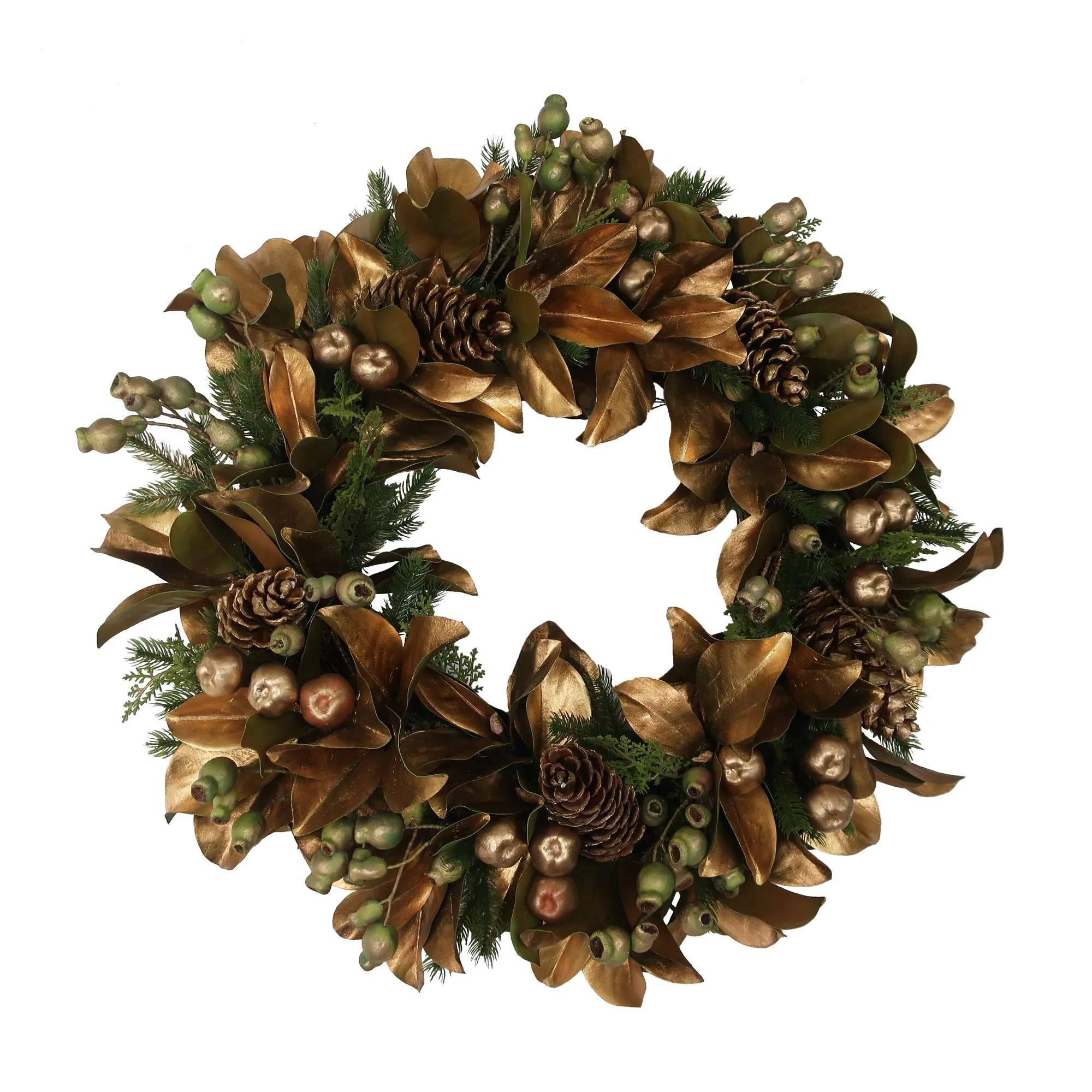 Golden Holiday Deluxe Wreath 36"