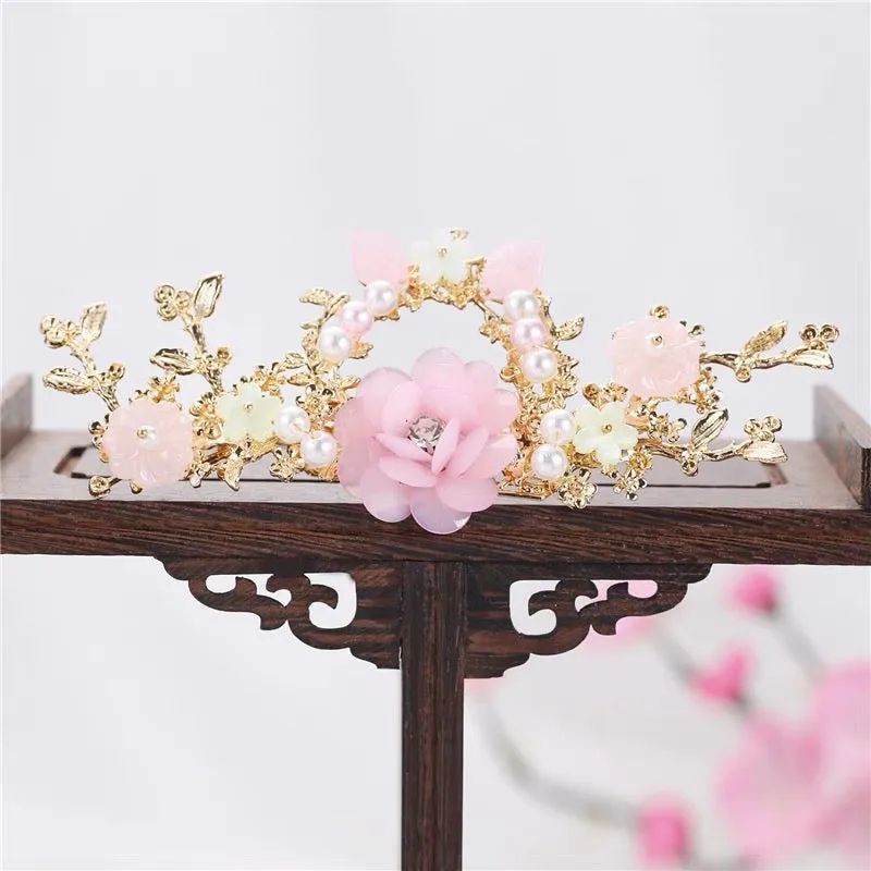 Hair Accessories Set: Pink Blooms