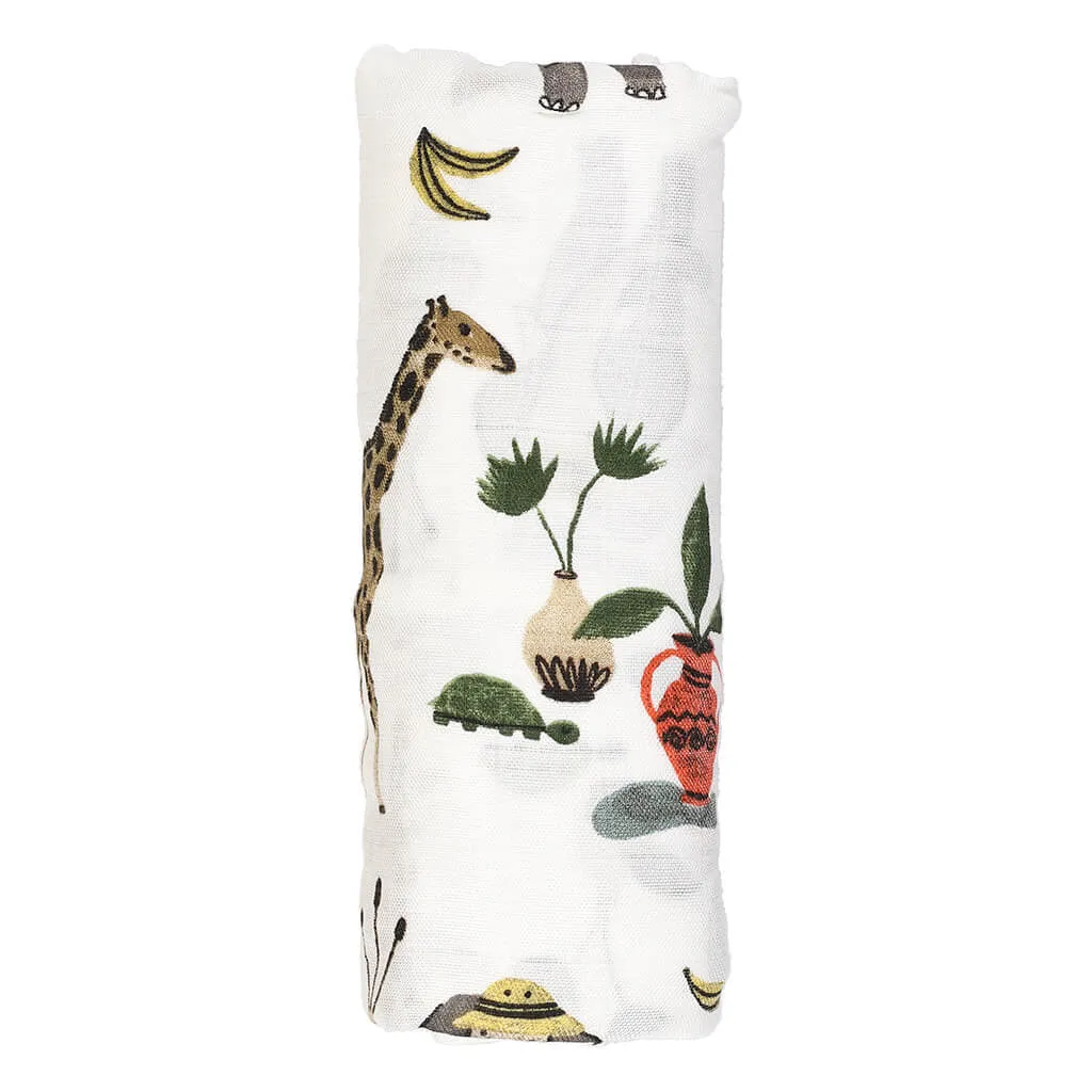 Little Unicorn Deluxe Muslin Swaddle Single Safari Social