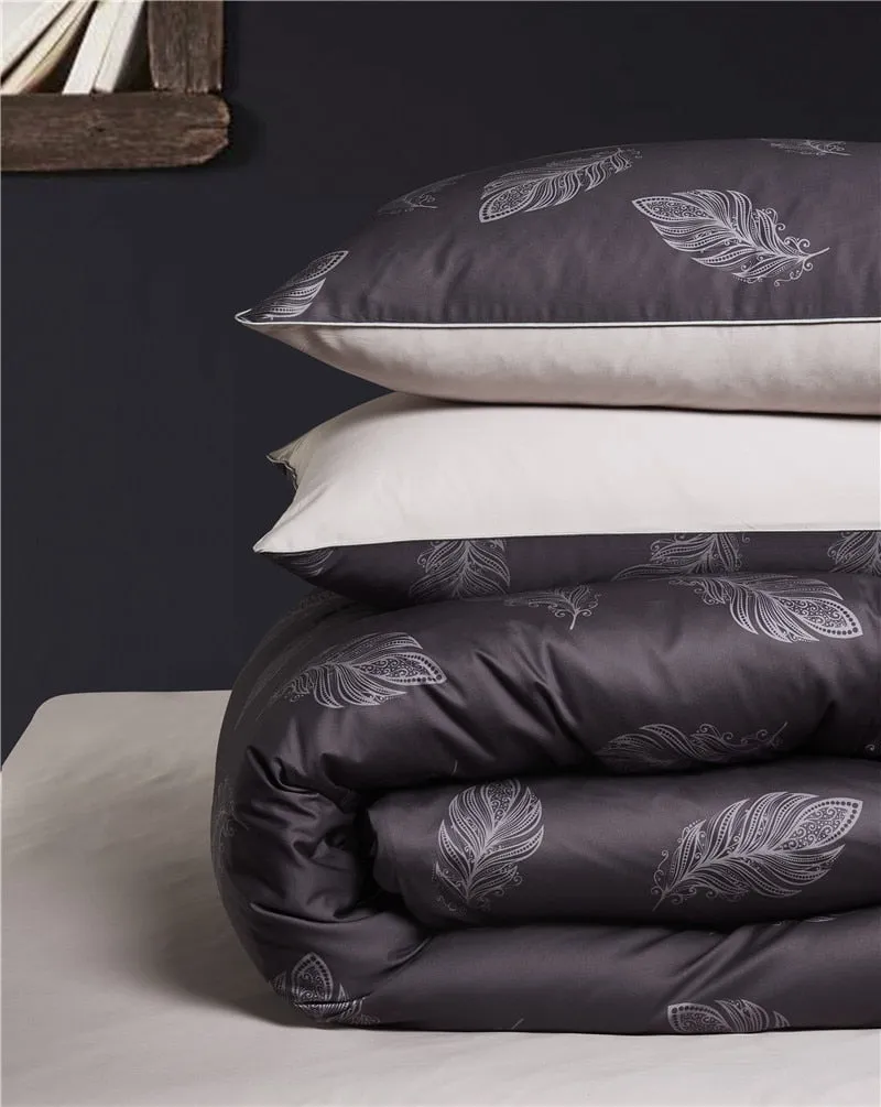 Luxury Egyptian Cotton Bohemia Duvet Cover Set Feathers