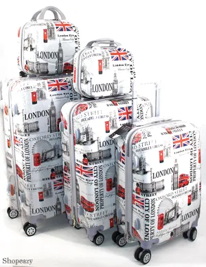 Luxury PC Lightweight Design 5 Piece Luggage Set-UK