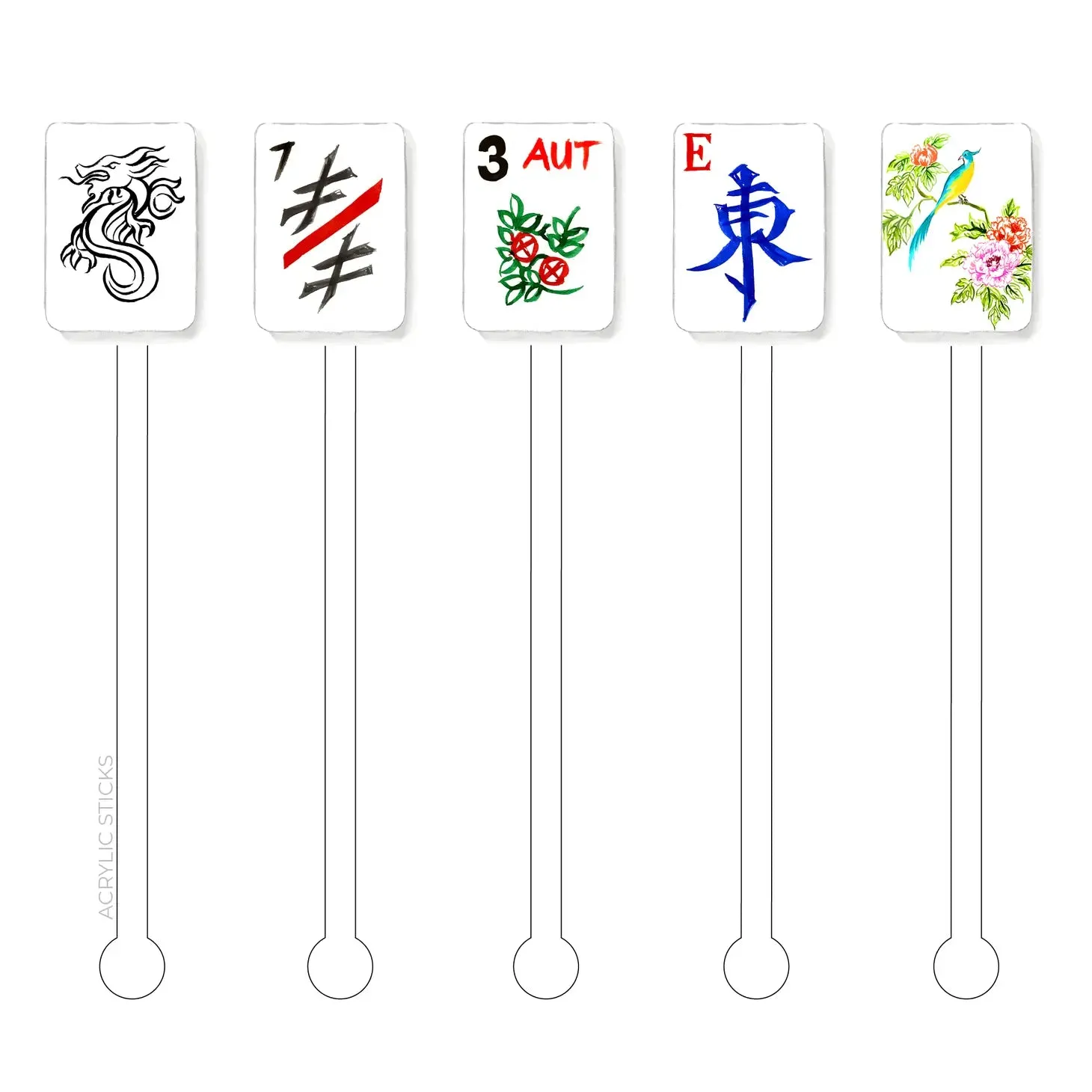 Mahjong Acrylic Stir Sticks