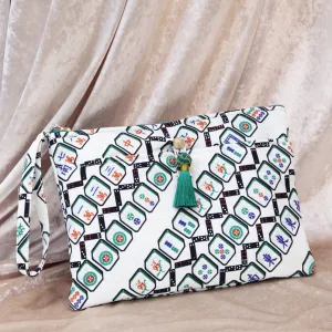 MARSHA Mahjong Print Clutch (Green)