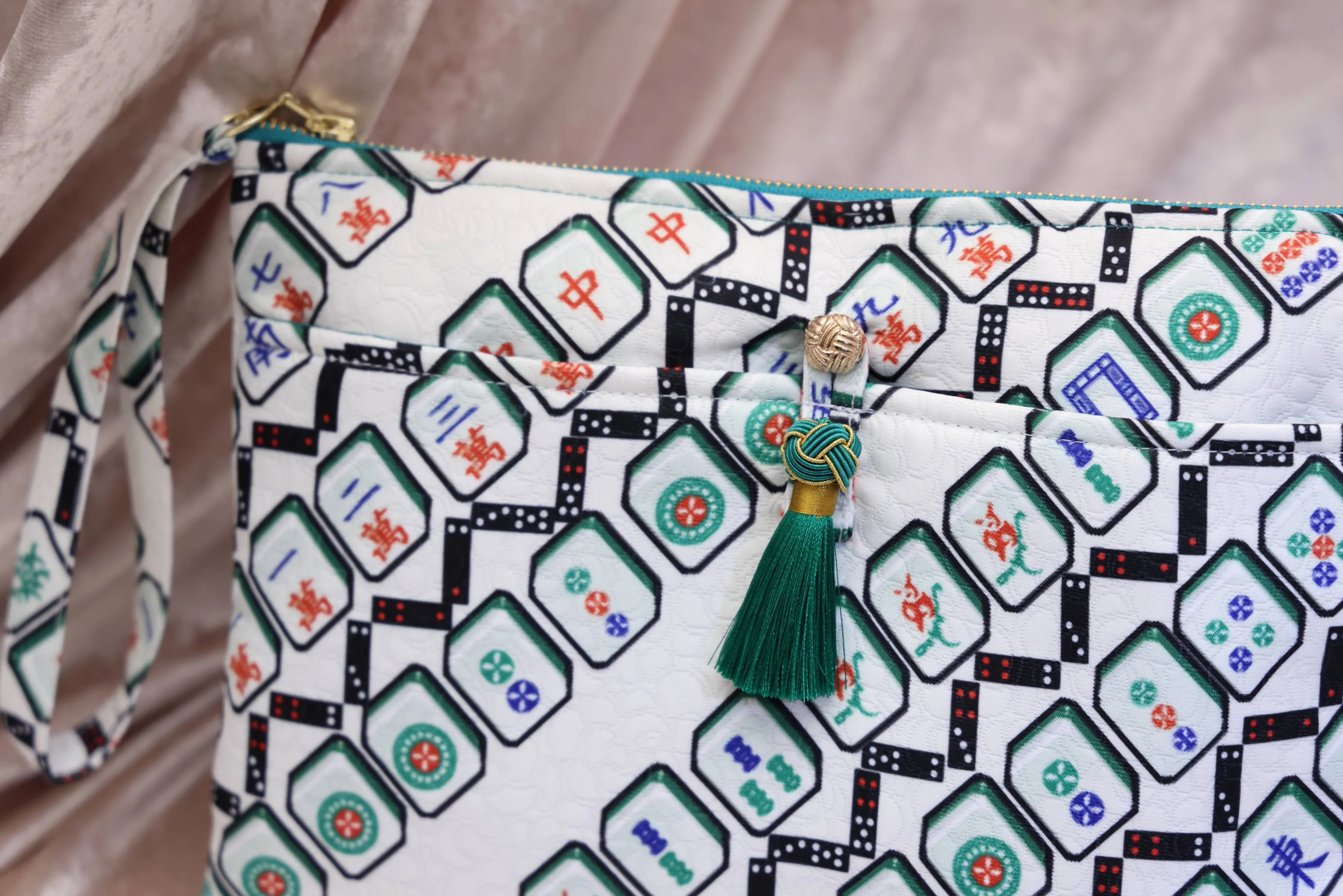 MARSHA Mahjong Print Clutch (Green)