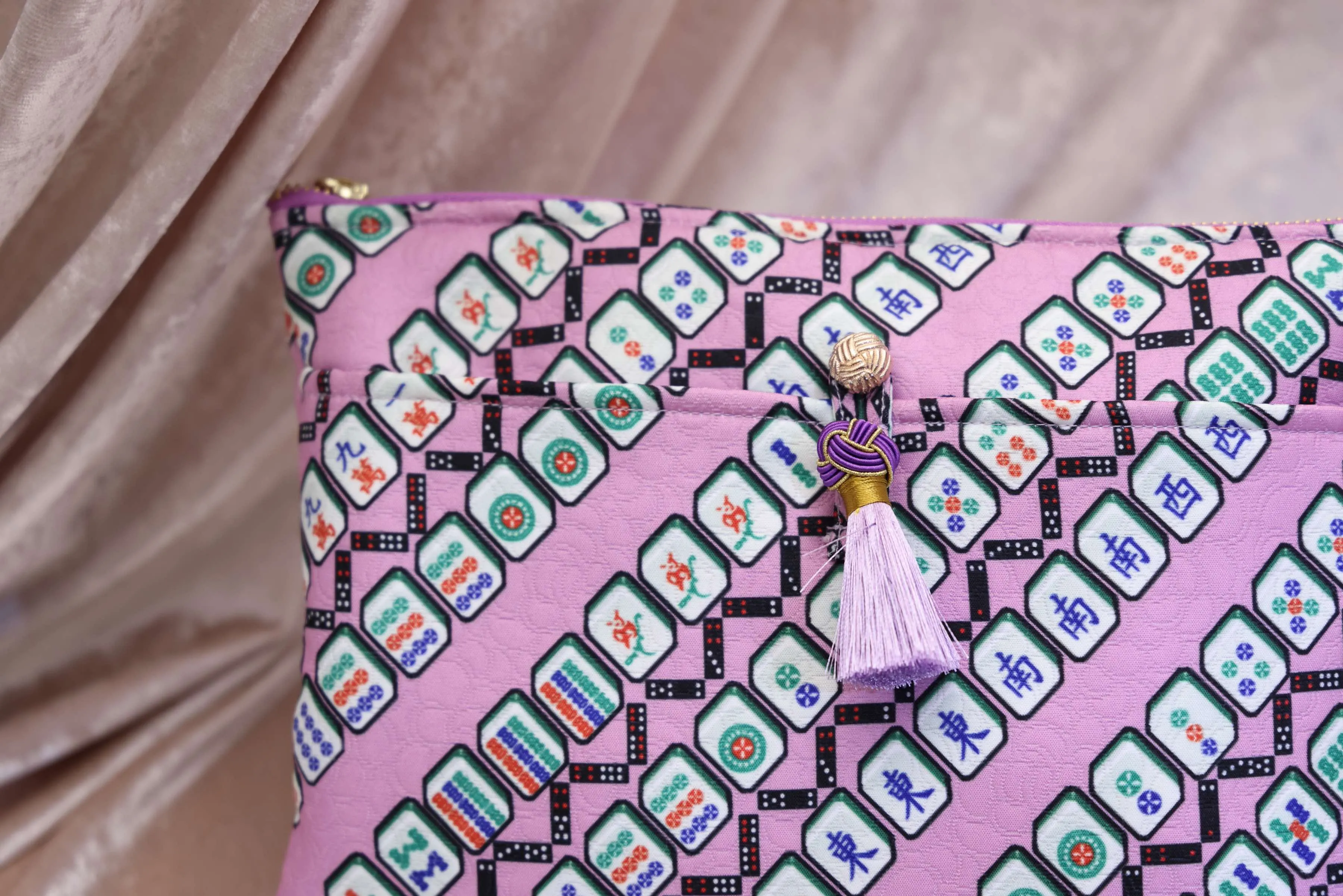 MARSHA Mahjong Print Clutch (Purple)