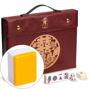 Professional Chinese Mahjong Game Set, "Double Happiness" (Yellow) - 146 Medium Size Tiles