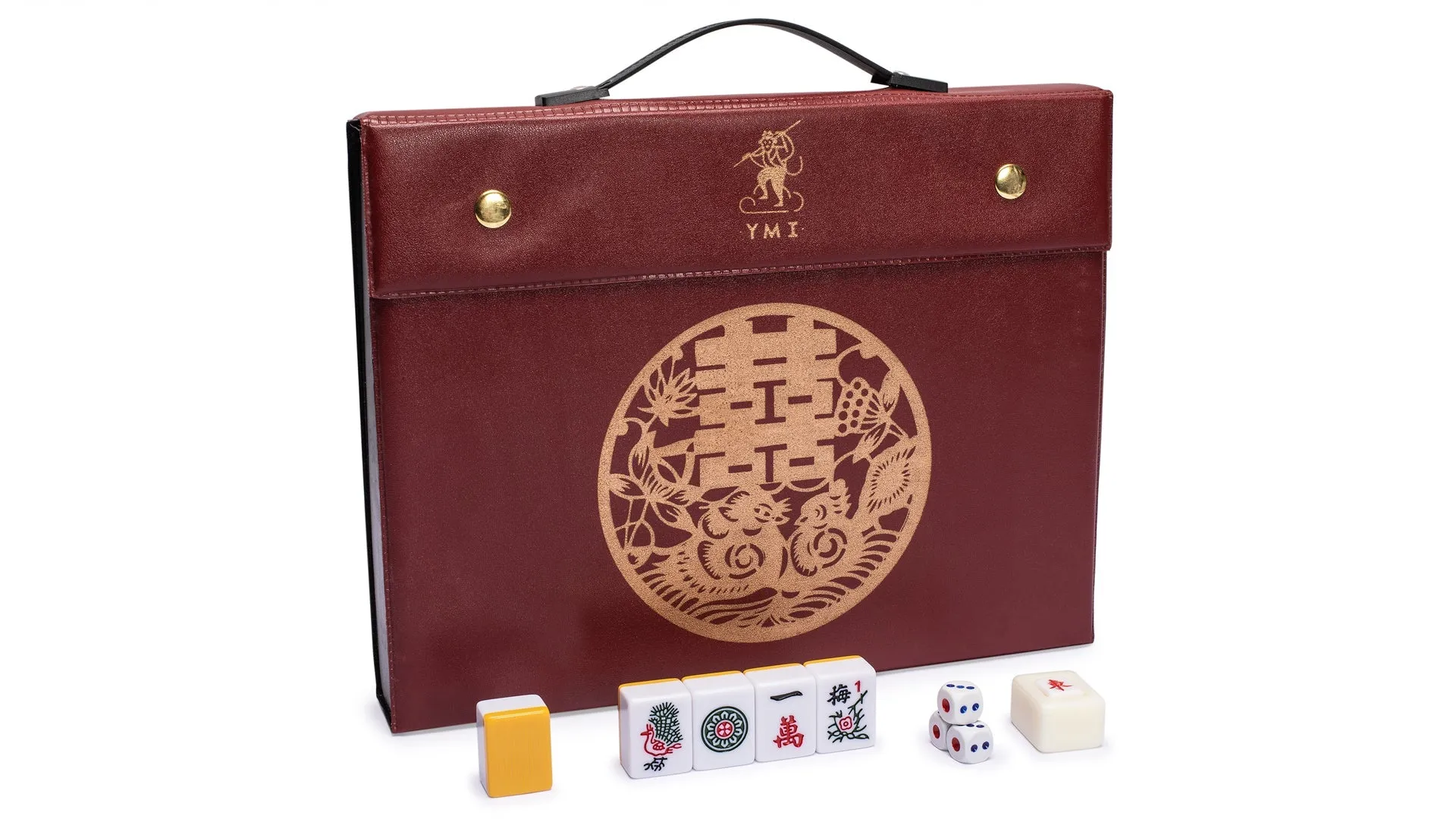 Professional Chinese Mahjong Game Set, "Double Happiness" (Yellow) - 146 Medium Size Tiles