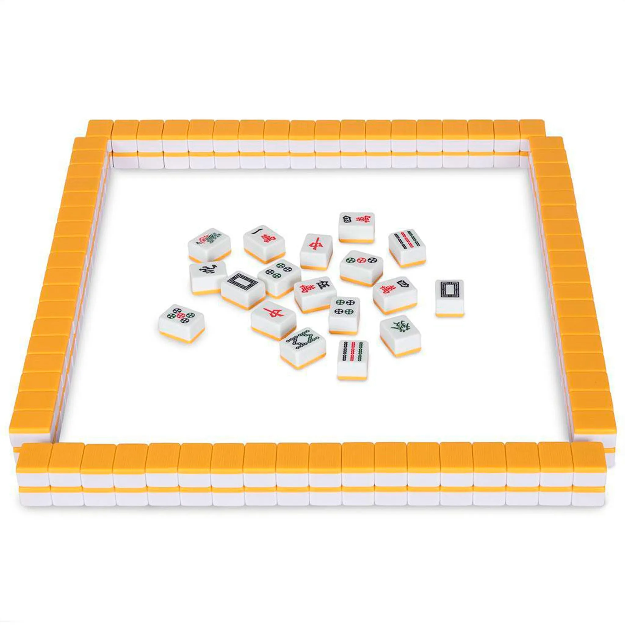 Professional Chinese Mahjong Game Set, "Double Happiness" (Yellow) - 146 Medium Size Tiles