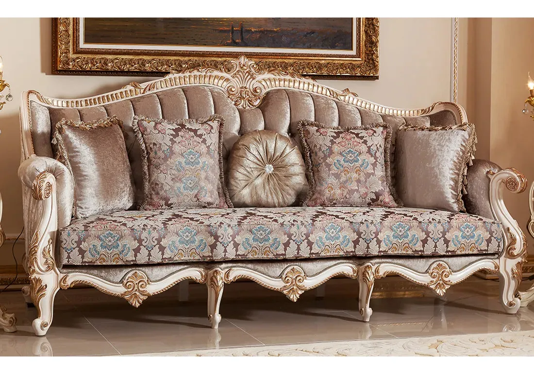 Royal And Luxury Style Handcrafted Beige Sofa Set