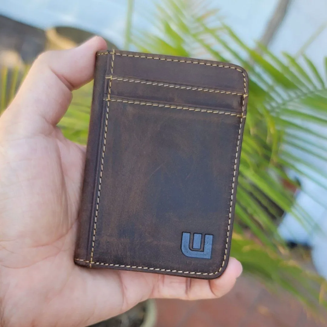 Small Leather Wallet w/RFID  Dark Brown  Heritage S