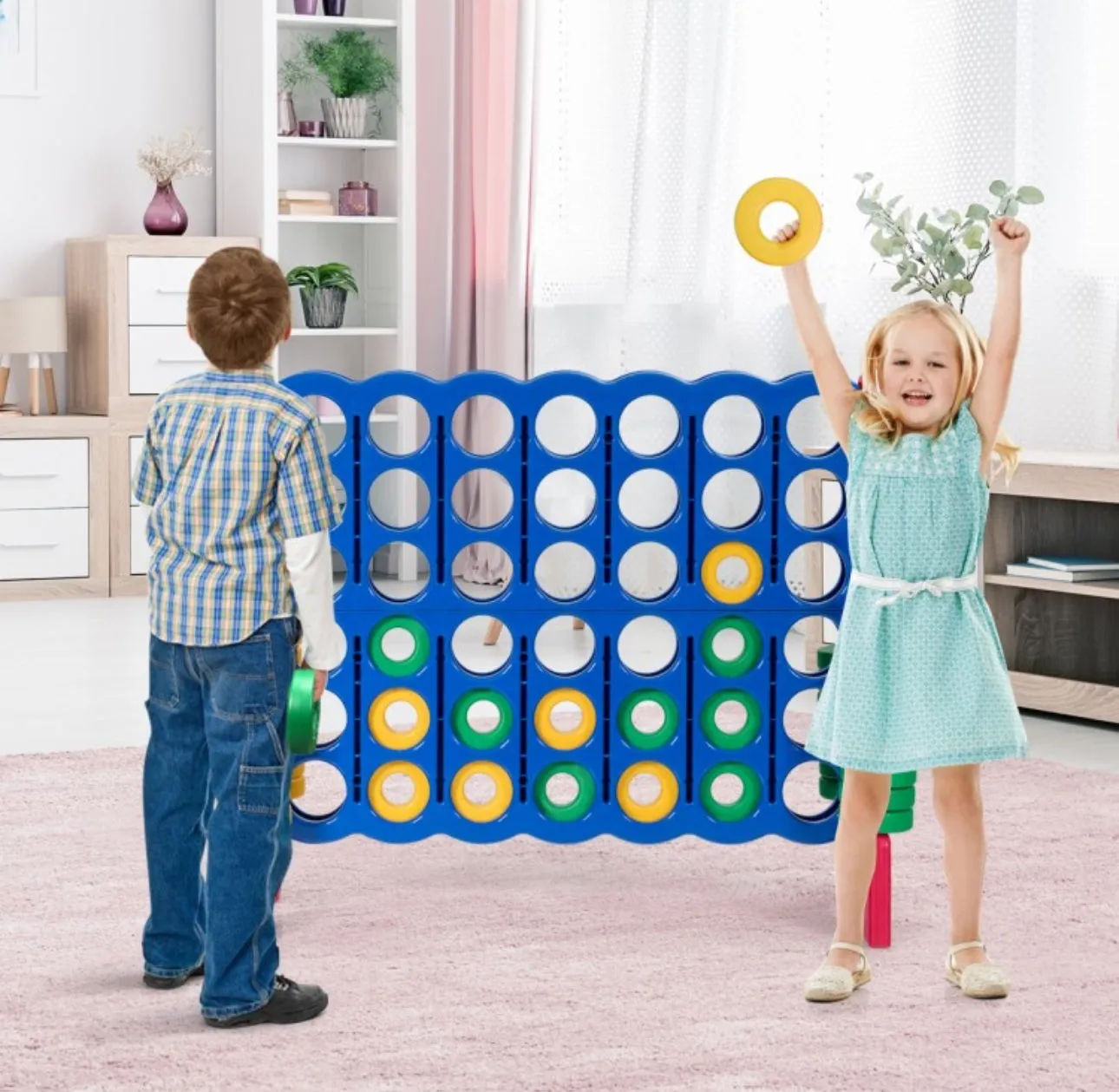 Super Cool Outdoor Fun Giant Connect 4 Style Jumbo 4-To-Score Game Set With 42 Giant Rings | Quick Release Slider | For The Whole Family | Indoor | Outdoor